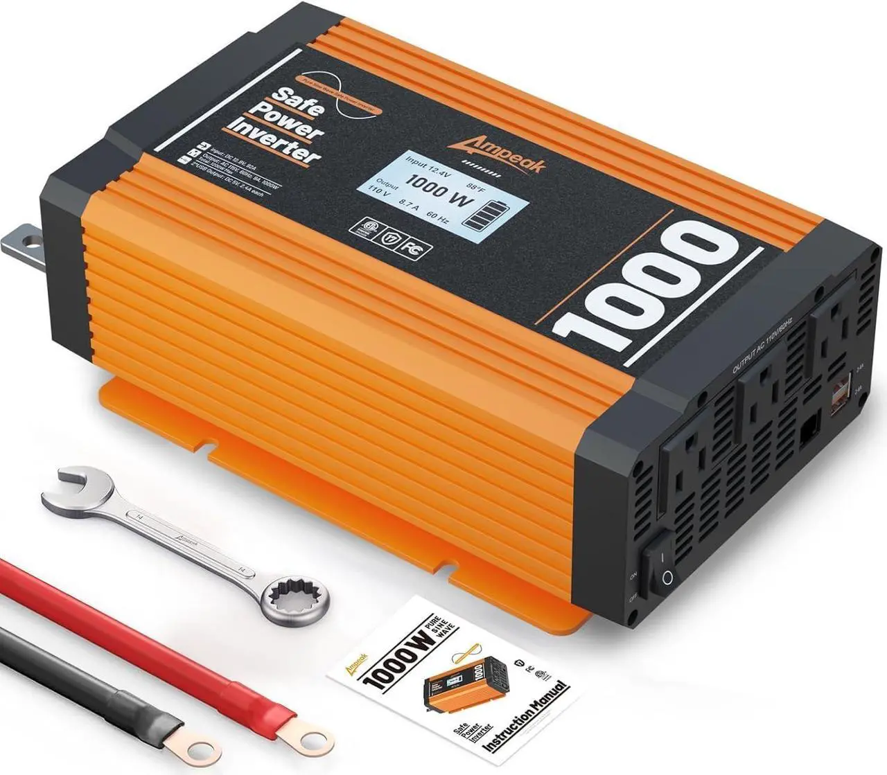 Main image of 750W Power Inverter 4.8A Dual USB Ports 2 AC Outlets Car Inverter DC 12V to AC 110V 11 Protections for Devices