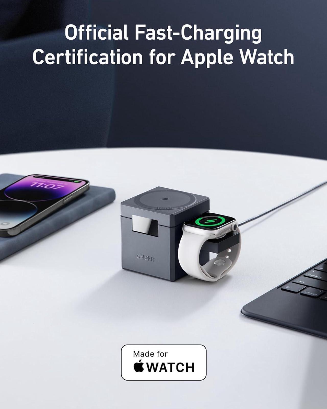Alt view image 5 of 7 - MagSafe Charger Stand Wireless Charger 3-in-1 Cube 15W Foldable Fast Charging for iPhone 16/15/14/13  Watch AirPods (Charger Included)