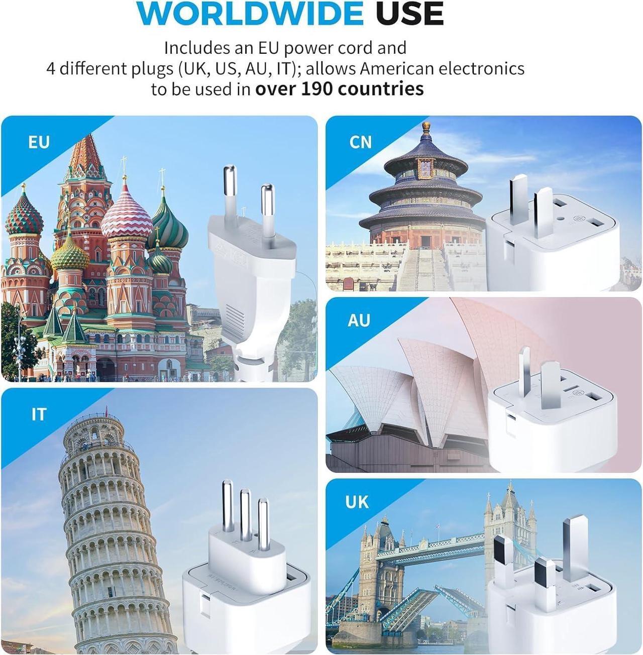 Alt view image 7 of 7 - 500W Max Travel Adapter 220V to 110V Power Voltage Converter 100% Pure Sine Wave, Step Down Transformer for Hair Straightener Curler CPAP Toothbrush Laptop Phone, US to EU/UK/AU/IT/CN Converter