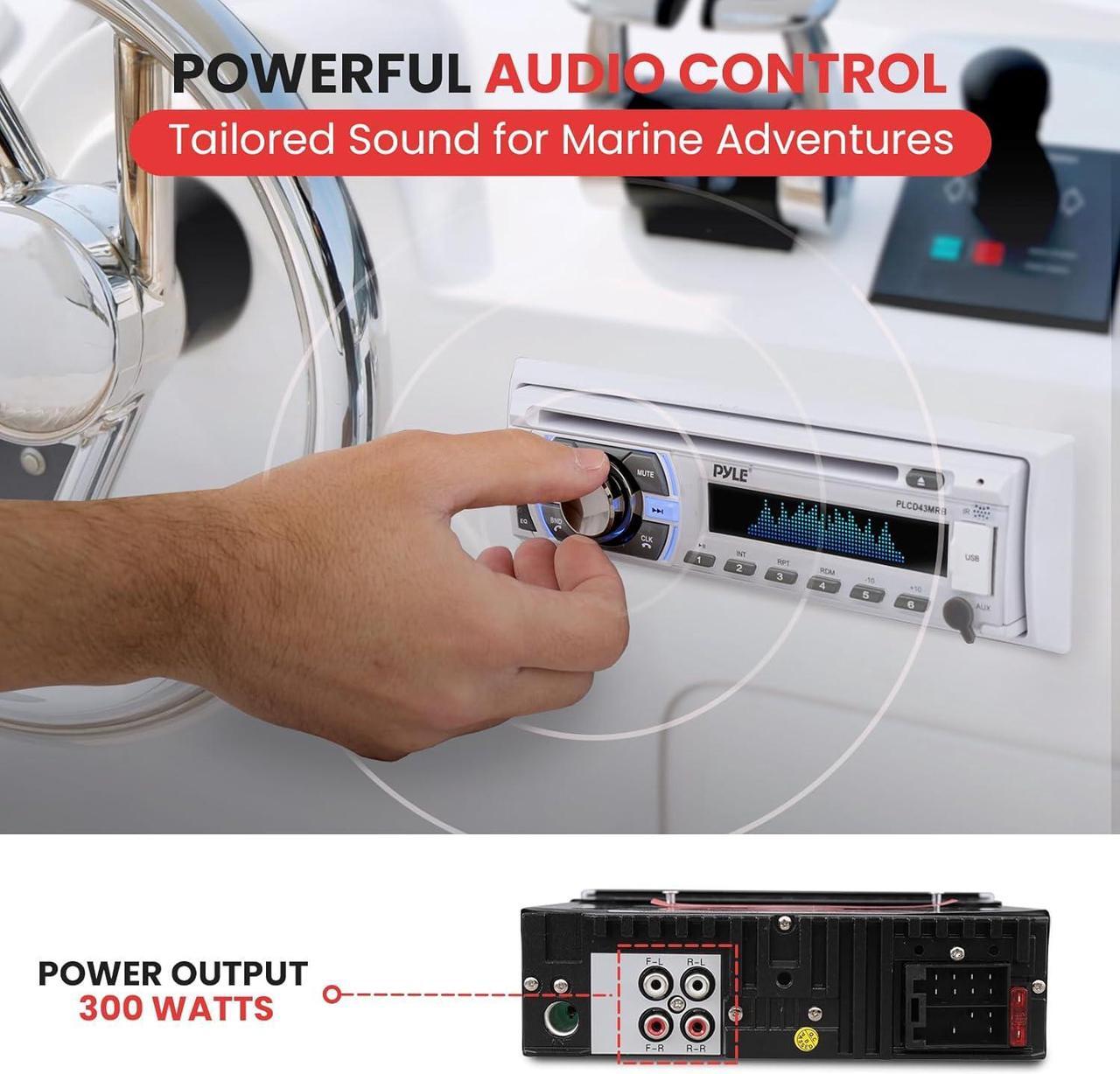Alt view image 2 of 7 - Boat Bluetooth Marine Stereo Receiver - Marine Head Unit Din Single Stereo Speaker Receiver - Wireless Music Streaming/Hands-Free Calling/CD Player/MP3/USB/AUX/ marine AM FM Radio -PLCD43MRB