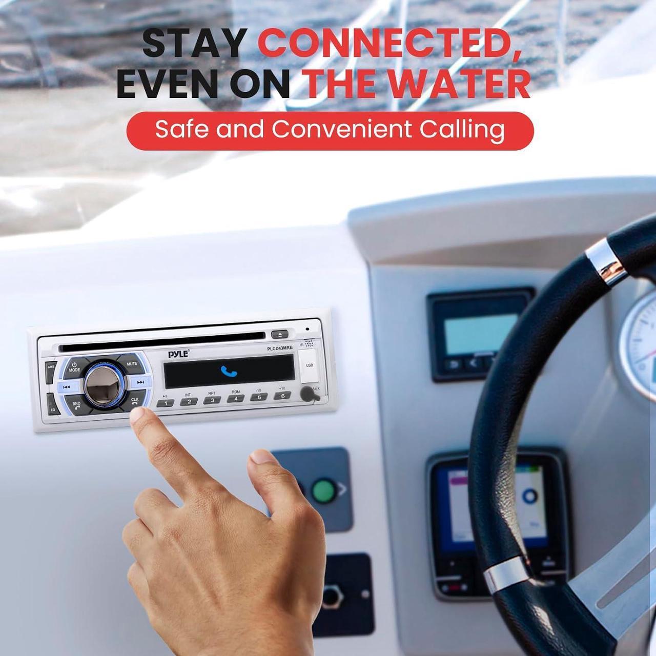 Alt view image 4 of 7 - Boat Bluetooth Marine Stereo Receiver - Marine Head Unit Din Single Stereo Speaker Receiver - Wireless Music Streaming/Hands-Free Calling/CD Player/MP3/USB/AUX/ marine AM FM Radio -PLCD43MRB