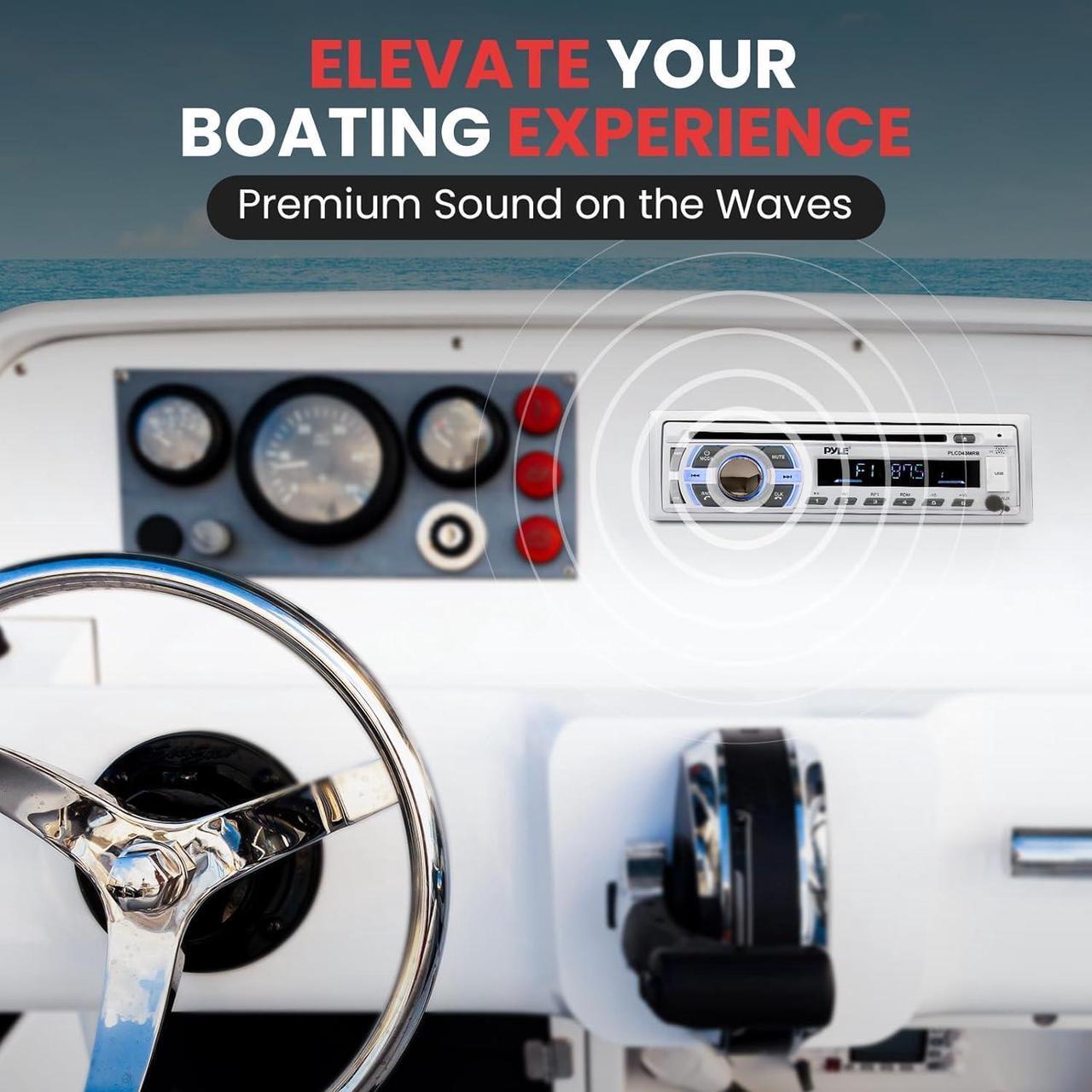 Alt view image 5 of 7 - Boat Bluetooth Marine Stereo Receiver - Marine Head Unit Din Single Stereo Speaker Receiver - Wireless Music Streaming/Hands-Free Calling/CD Player/MP3/USB/AUX/ marine AM FM Radio -PLCD43MRB