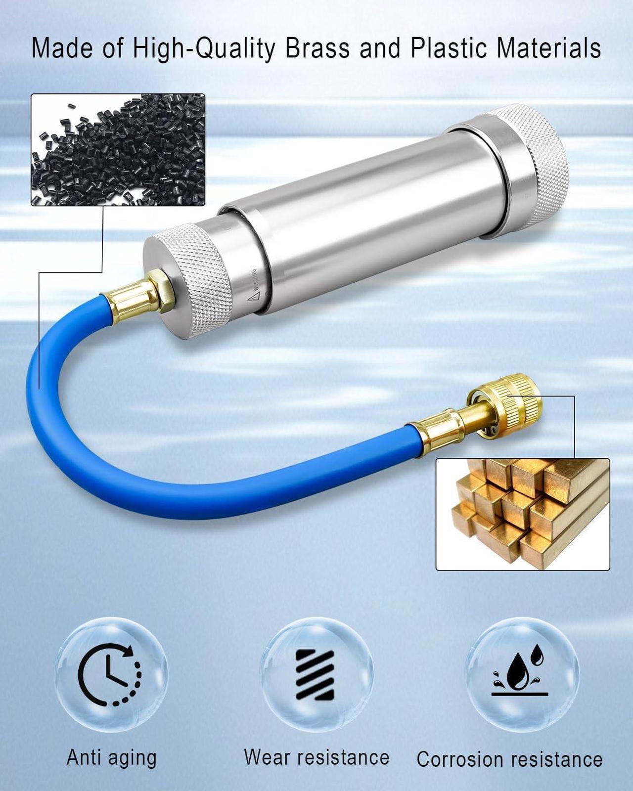 Alt view image 5 of 6 - Oil Dye Injector Kit with Oil Dye Refrigerant Leak Detector Low Side Quick Coupler Mini Split Adapter Glasses Flashlight Compatible with R1234yf R134a R410 Classic