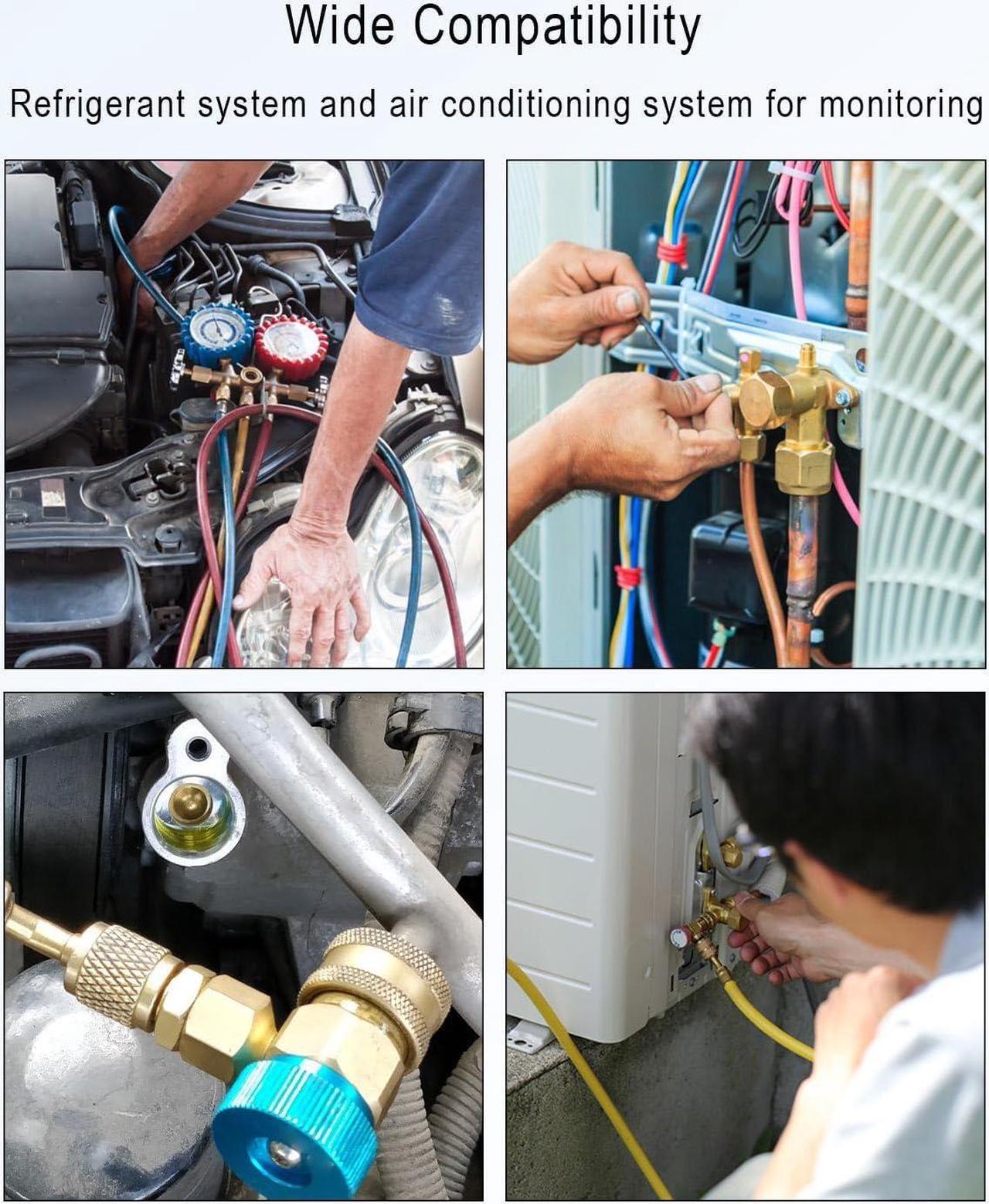 Alt view image 2 of 6 - Oil Dye Injector Kit with Oil Dye Refrigerant Leak Detector Low Side Quick Coupler Mini Split Adapter Glasses Flashlight Compatible with R1234yf R134a R410 Classic