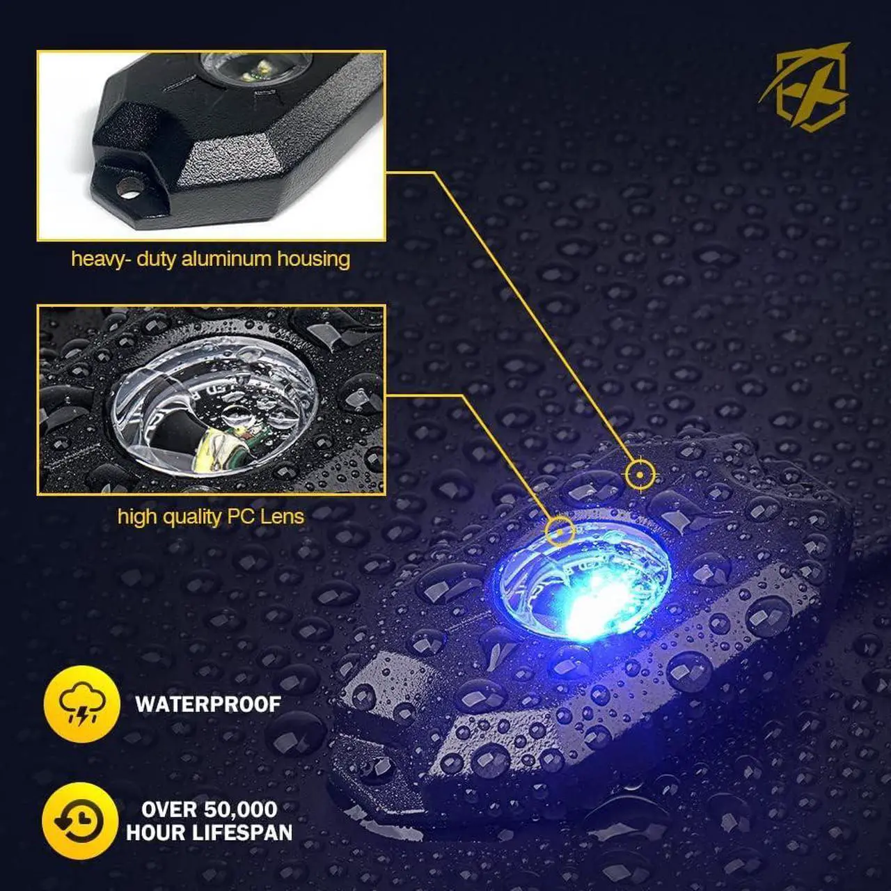 Alt view image 3 of 7 - RGBW LED Rock Lights Kit with Bluetooth & Wireless Remote Controller, Multicolor Cars Underglow, Wheel, Footwell Neon Light Kits, for Off-Road UTV ATV Trucks SUV Motorcycle Boats - 8 Pods