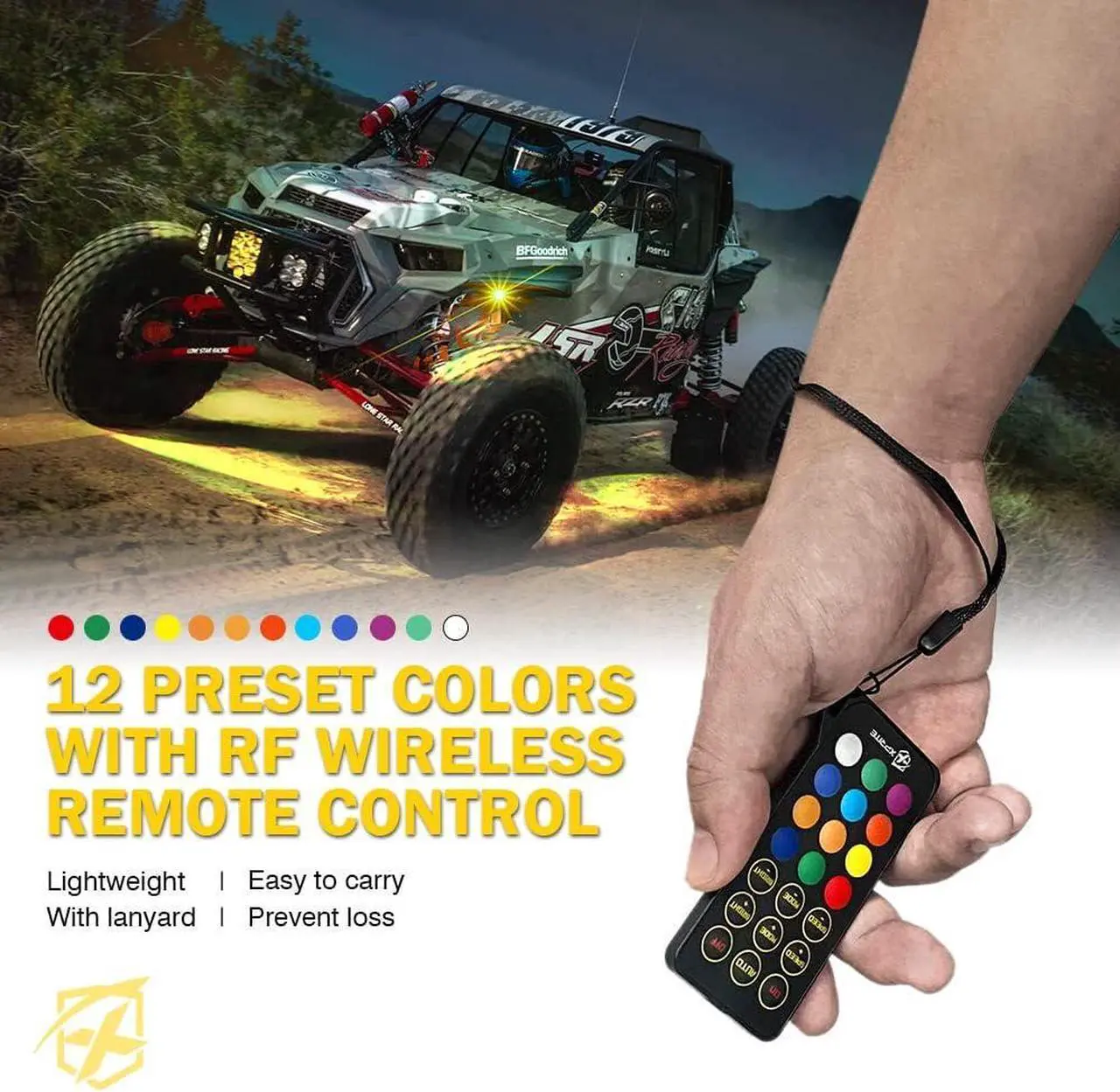 Alt view image 4 of 7 - RGBW LED Rock Lights Kit with Bluetooth & Wireless Remote Controller, Multicolor Cars Underglow, Wheel, Footwell Neon Light Kits, for Off-Road UTV ATV Trucks SUV Motorcycle Boats - 8 Pods