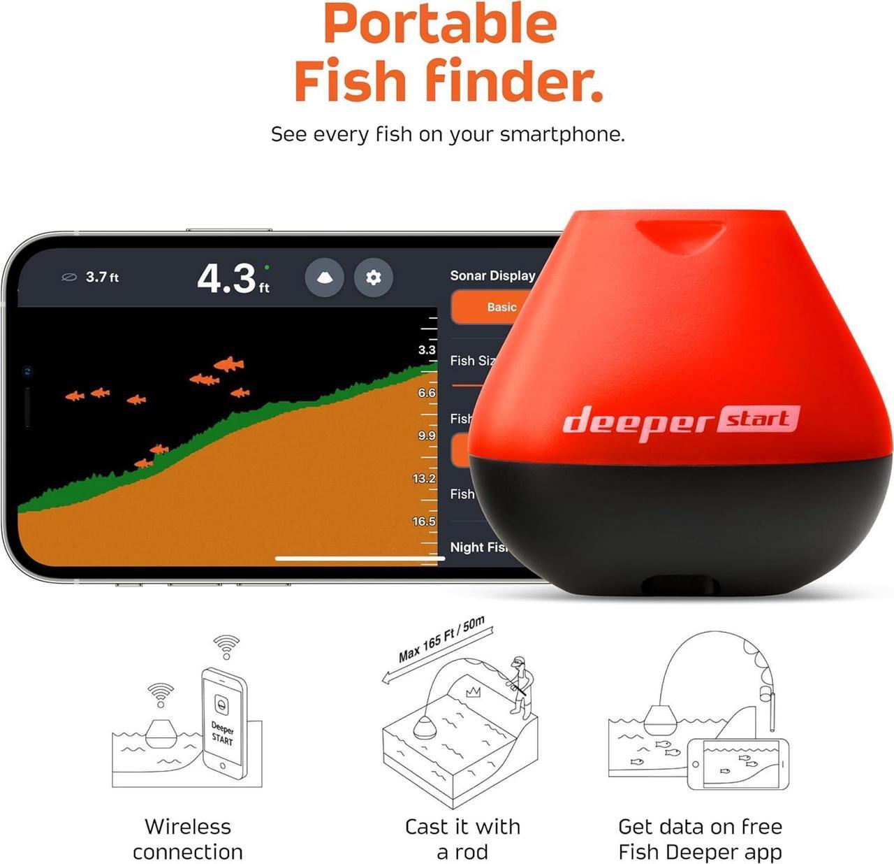 Alt view image 2 of 7 - Smart Fish Finder - Portable Fish Finder and Depth Finder For Recreational Fishing From Dock, Shore Or Bank | Castable Deeper Fish Finder with FREE User Friendly App | Phone Compatible