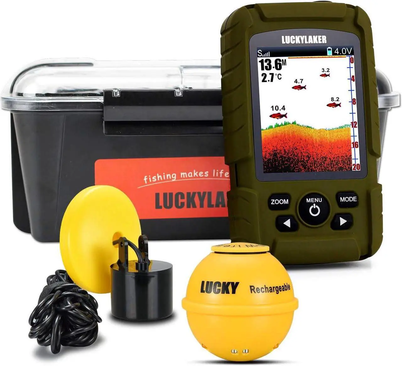Main image of Wireless Handheld Fish Finders Boat Wired Transducer Fishing Finder Sensor Sonar Waterproof Portable Depth Finders for Ice Fishing Sea Fishing Kayak