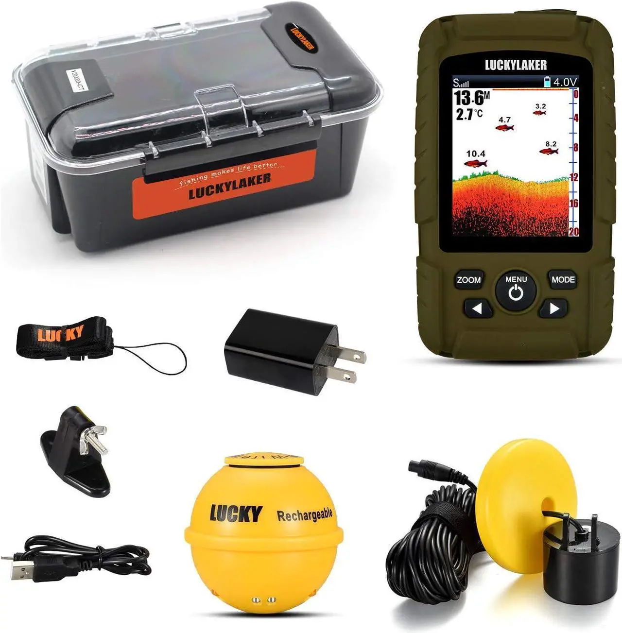 Alt view image 3 of 7 - Wireless Handheld Fish Finders Boat Wired Transducer Fishing Finder Sensor Sonar Waterproof Portable Depth Finders for Ice Fishing Sea Fishing Kayak