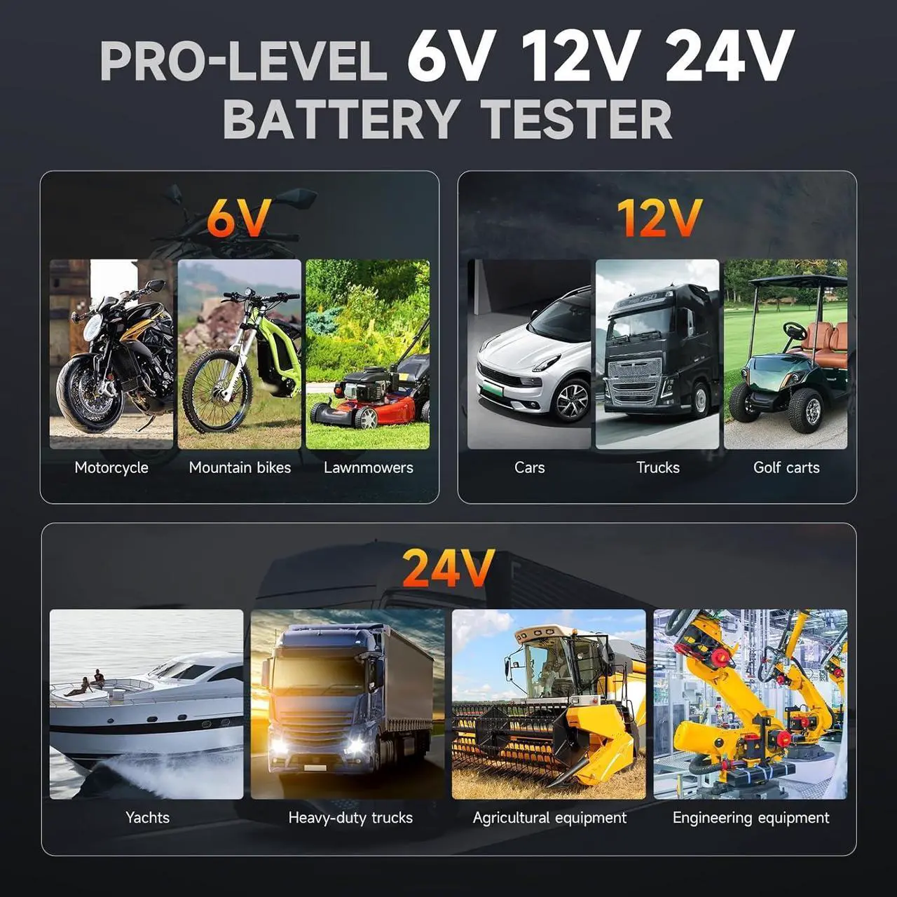 Alt view image 6 of 7 - BT780 Car Battery Tester 6V 12V 24V, Automotive Battery Load Tester with Printer, 100-2000CCA Digital Battery Analyzer for Car Heavy Duty Truck Marine SUV Boat RV