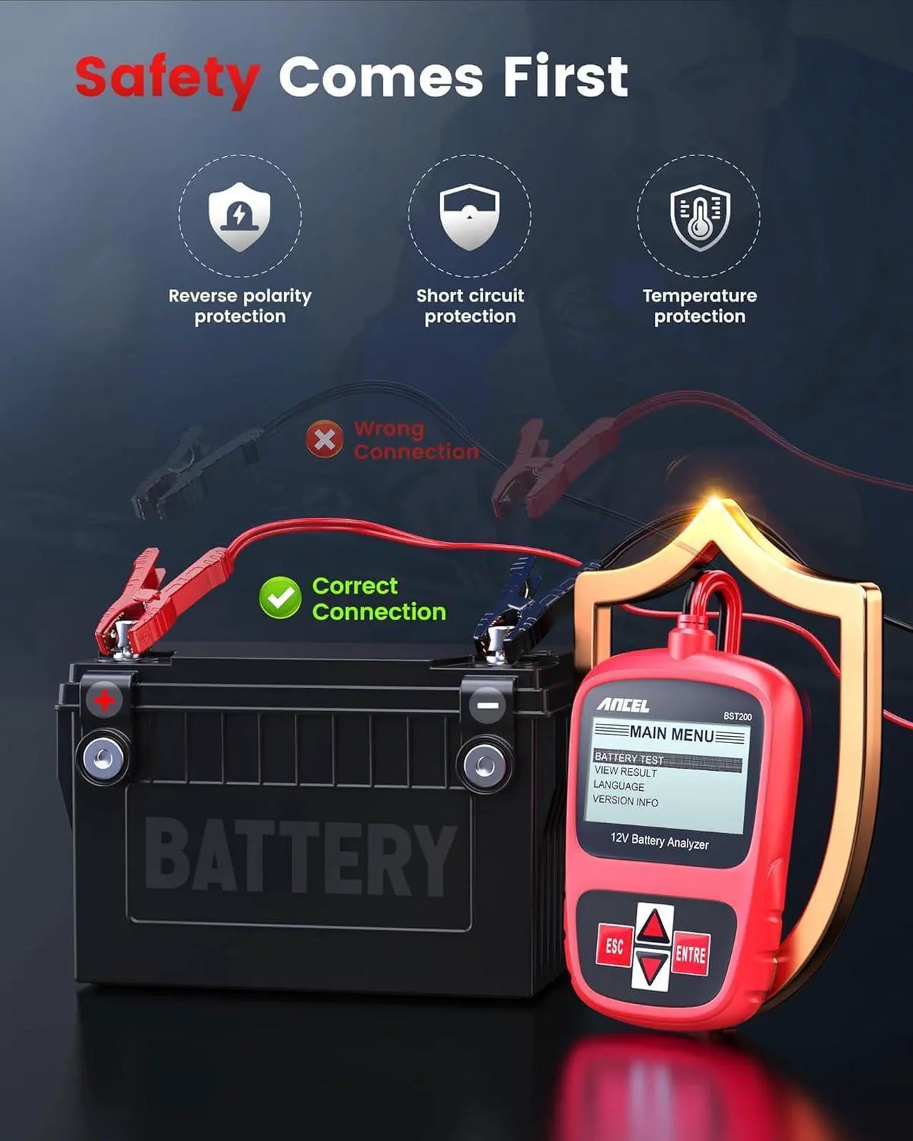 Alt view image 6 of 7 - BST200 Car Battery Tester 12V 100-1100 CCA Automotive Bad Cell Load Test Tool Digital Analyzer Tester for Car Truck Motorcycle SUV Boat and More