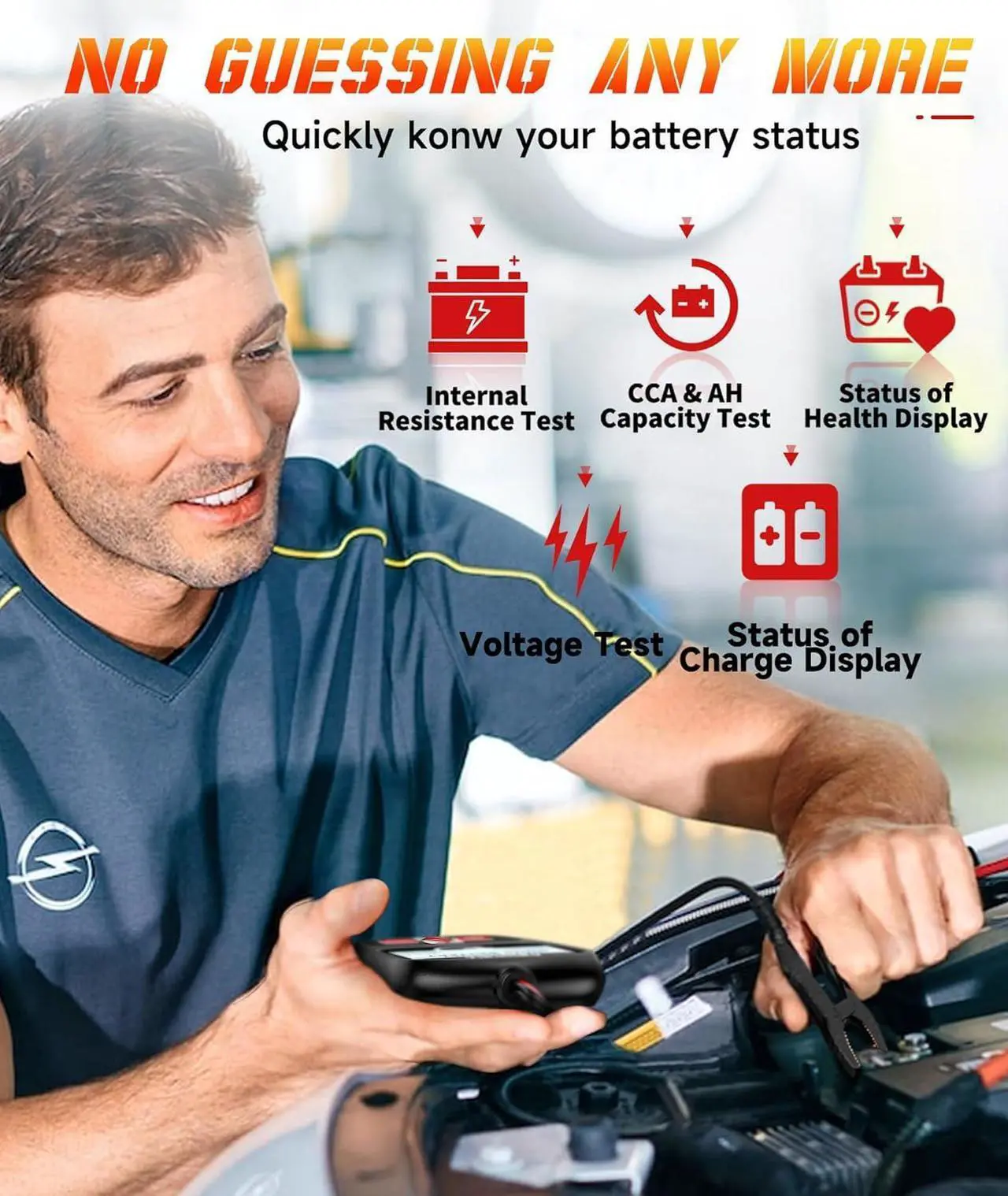 Alt view image 3 of 7 - BT100 Pro Car Battery Tester 12V Automotive, 100-1100CCA Digital Battery Analyzer, Auto Battery Checker Battery Load Tester for Car Marine Boat SUV