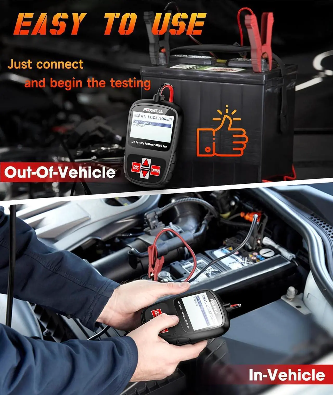 Alt view image 6 of 7 - BT100 Pro Car Battery Tester 12V Automotive, 100-1100CCA Digital Battery Analyzer, Auto Battery Checker Battery Load Tester for Car Marine Boat SUV
