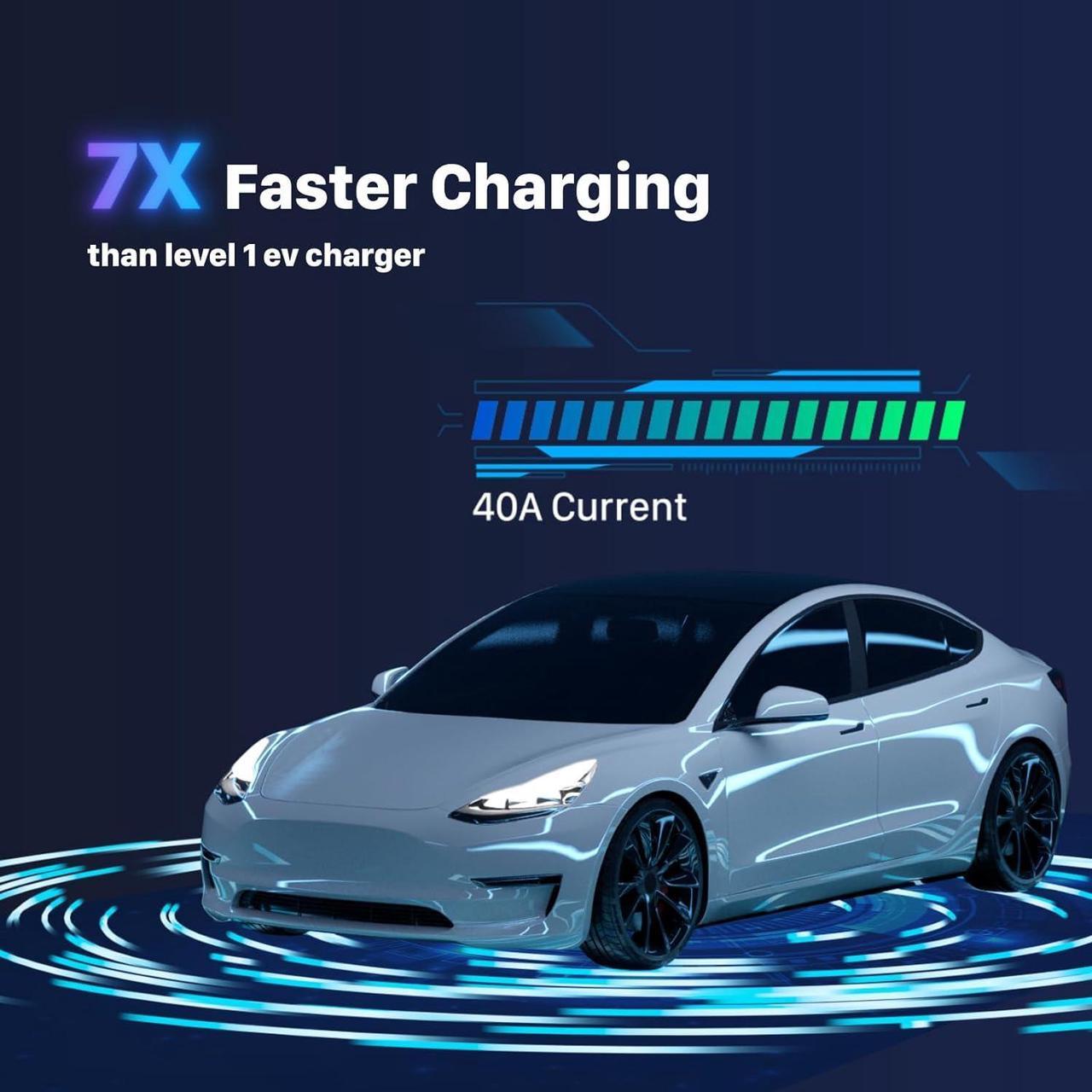 Alt view image 5 of 7 - 40 Amp EV Charger, Delayed Charging and Adjustable Current Electric Vehicle Portable Charger Level 2 EV Charging Station Compatible with SAE J1772 EVs (240 Volt, 24.6ft Cable, NEMA 14-50)