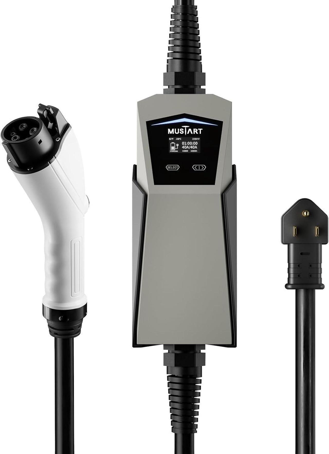 Alt view image 7 of 7 - 40 Amp EV Charger, Delayed Charging and Adjustable Current Electric Vehicle Portable Charger Level 2 EV Charging Station Compatible with SAE J1772 EVs (240 Volt, 24.6ft Cable, NEMA 14-50)