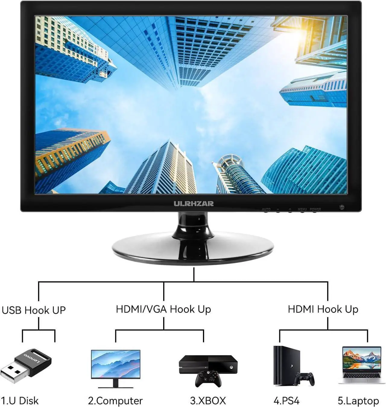 Alt view image 6 of 7 - 17.3 Inch Security Camera Monitor, PC Desktop Monitor 16:9, CCTV Monitor 60Hz LCD Display Screen with HDMI VGA,Built-in Speakers for CCTV Security DVR NVR Raspberry Pi, Wall Mounting 1600x900