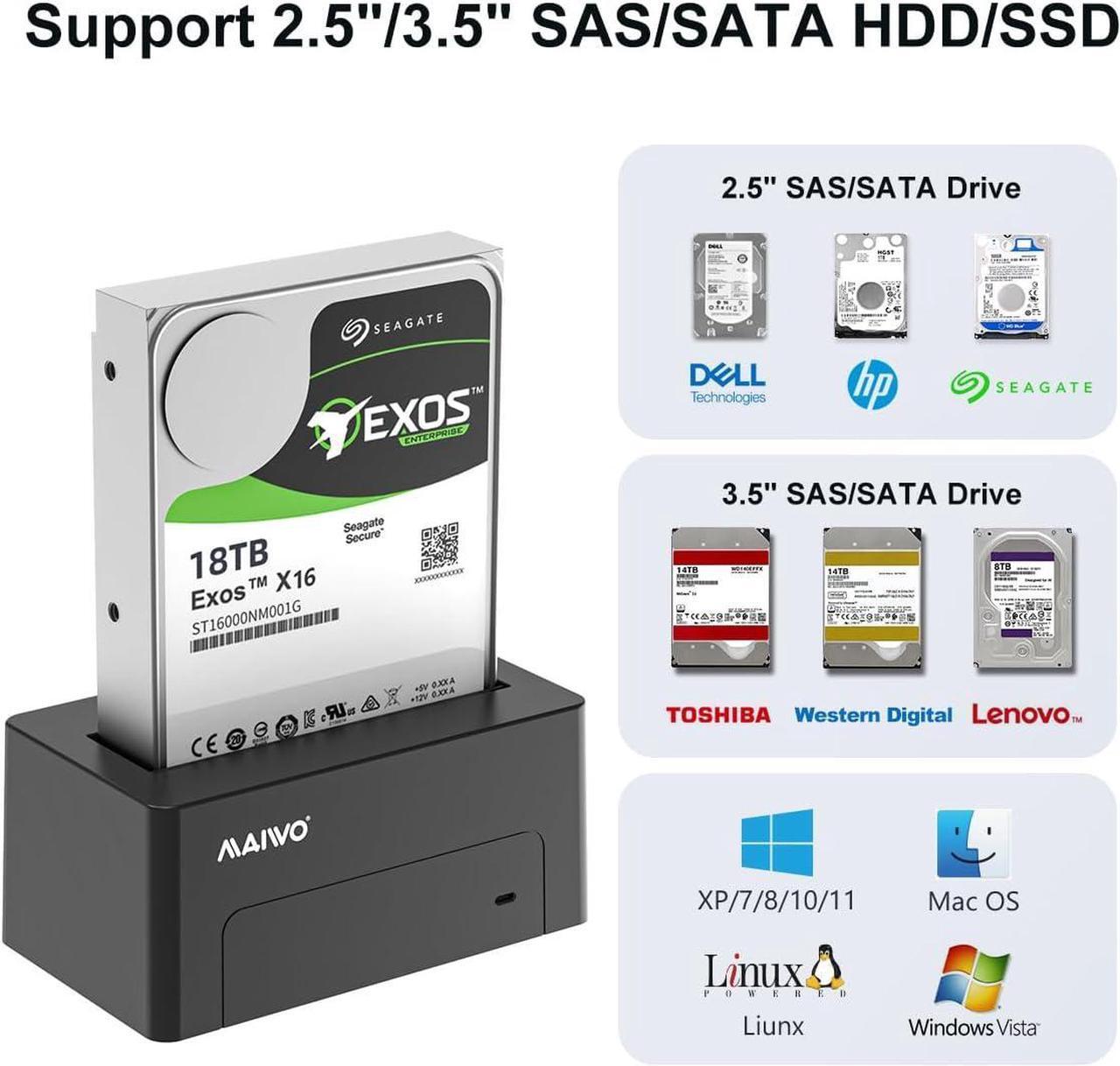 Alt view image 2 of 7 - SAS SATA to USB 3.0 Adapter, External Hard Drive Enclosure for 2.5 3.5 Inch SAS SATA Server HDD/SSD, 22TB Capacity, SAS SATA Hard Disk Reader Converter Caddy Storage Case