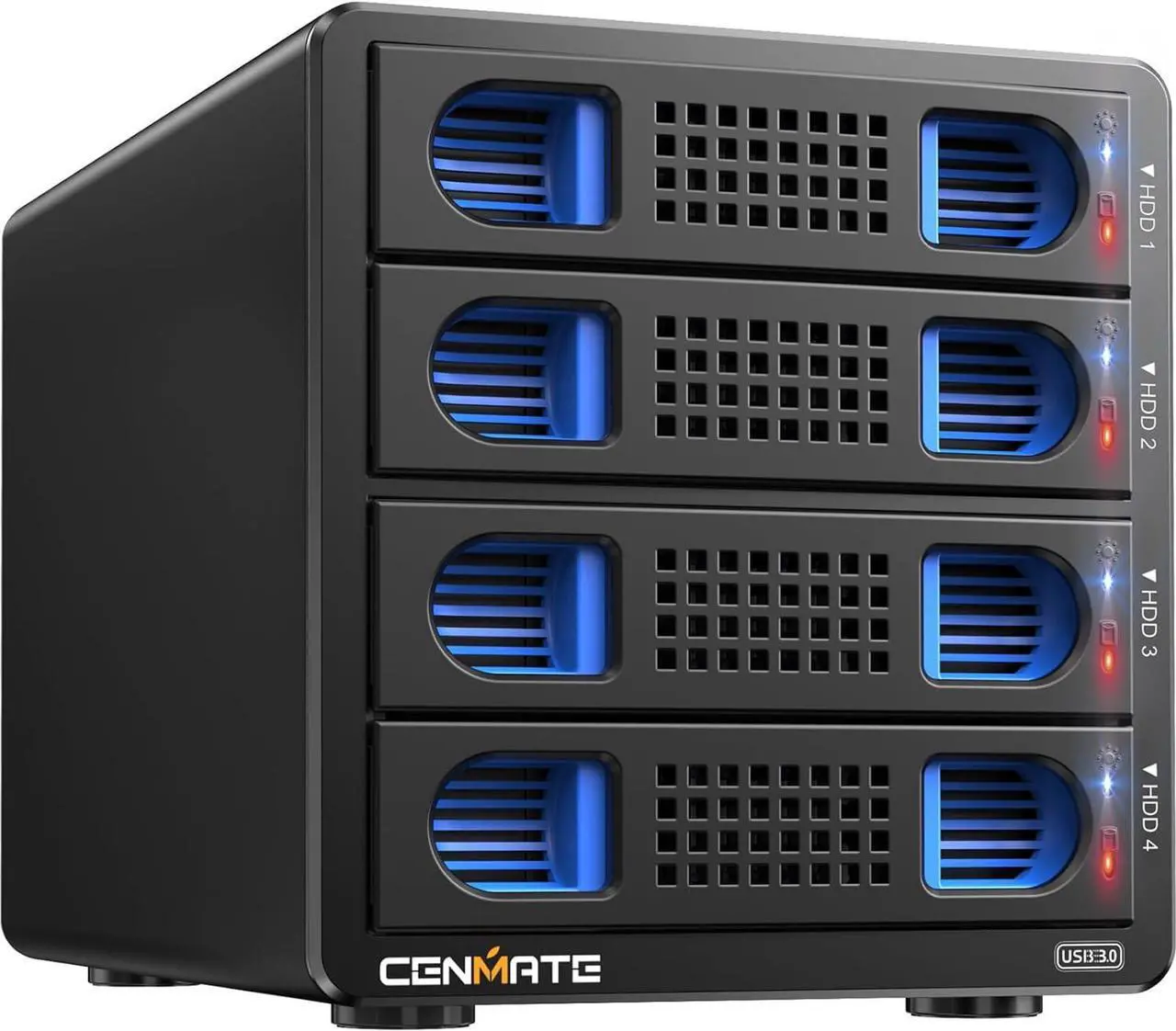 Main image of 4 Bay Hard Drive Enclosure with Cooling Fan for 2.5/3.5&" SATA HDD/SSD with USB A/C 3.0eSATA Cable, 3.5 Hard Drive Reader Supports 72TB Capacity(NO RAID/NAS)