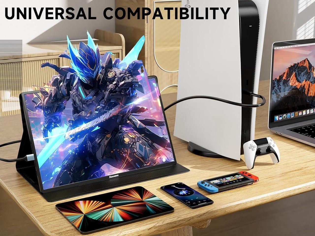Alt view image 3 of 7 - Portable Monitor Latest 16'' QHD 2.5K, 120Hz IPS USB-C HDMI Laptop Monitor w/Smart Cover Bag & Dual Speakers, External HDR Computer Screen, Travel Gaming Monitor for PC MAC Phone Xbox PS4/5 Switch