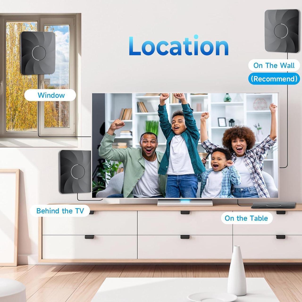 Alt view image 4 of 7 - 1600+ Miles Range TV Antenna Indoor,2025 Upgraded Digital TV Antenna for Smart TV with Best Signals Amplified,HD TV Antenna for TV Outdoor for Local Channels - Support 8K, 4K, 1080P - 38ft Coax Cable
