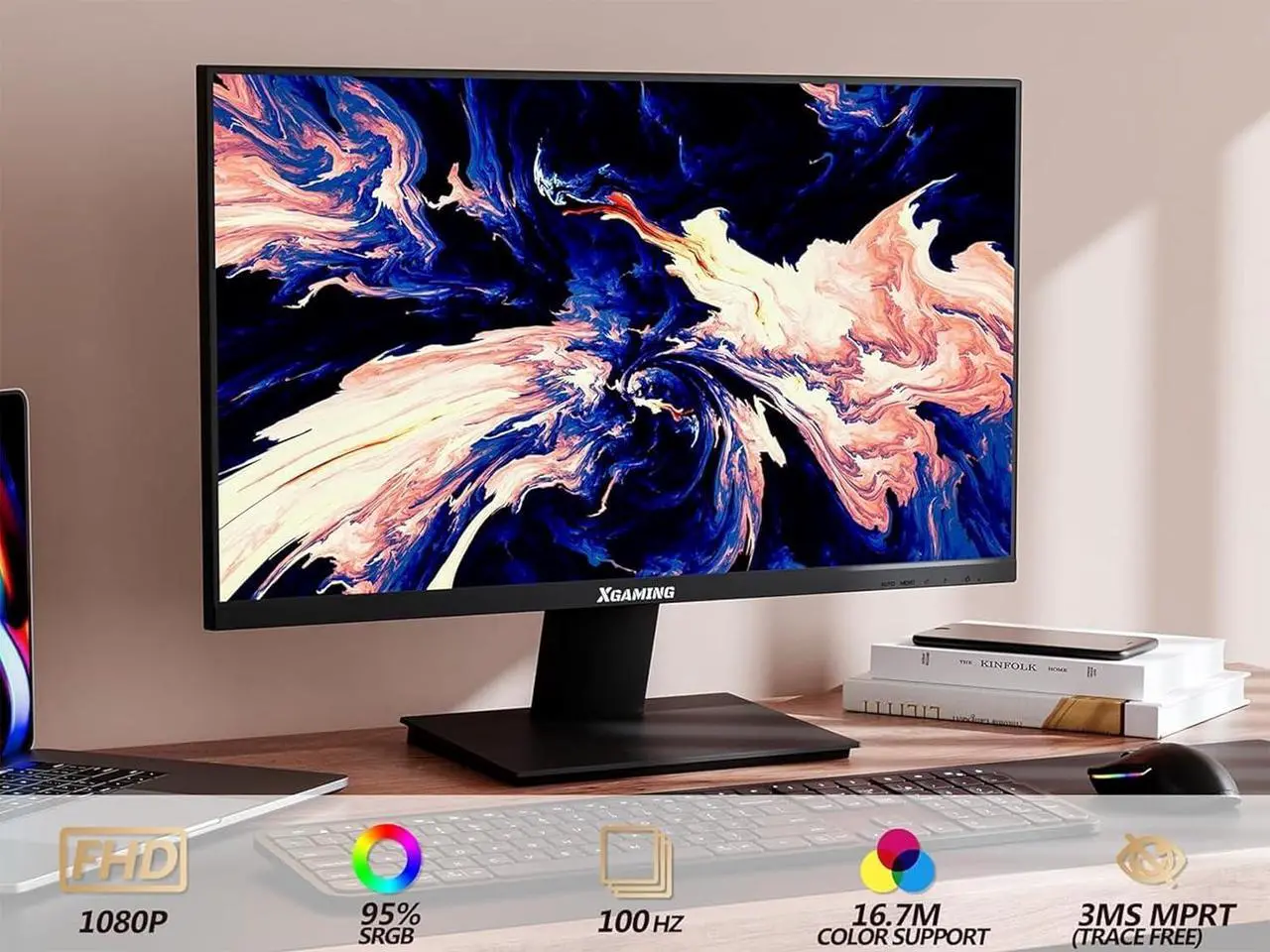 Alt view image 2 of 7 - 27 Inch Computer Monitor 100Hz FHD,1920 x 1080P Gaming Monitor with HDMI VGA Display Ports,3ms Response,Dual Speakers,FreeSync,100×100mm VESA Mount,IPS Screen for Gaming Home Office