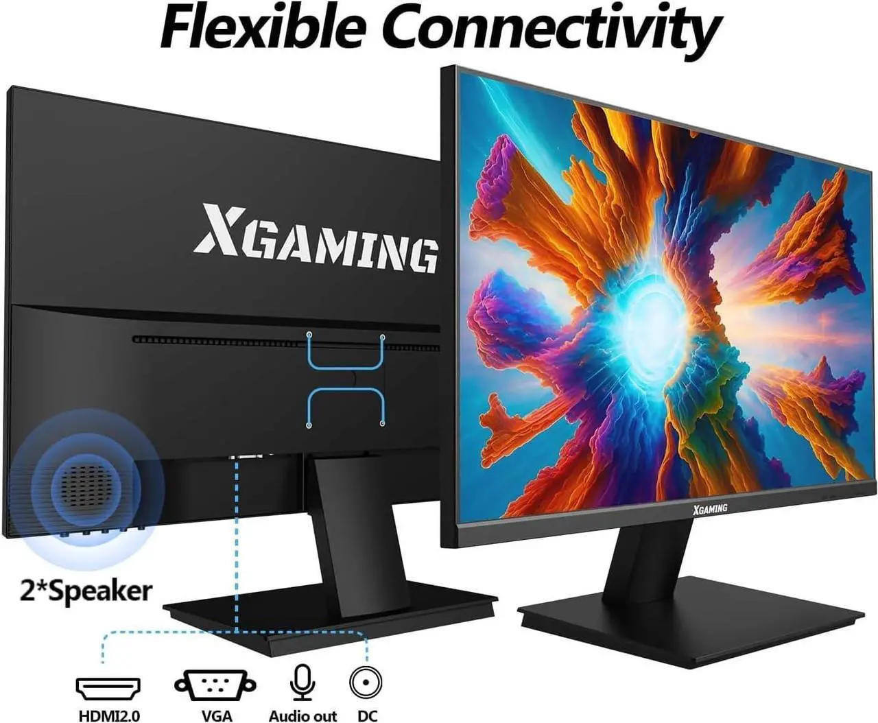 Alt view image 5 of 7 - 27 Inch Computer Monitor 100Hz FHD,1920 x 1080P Gaming Monitor with HDMI VGA Display Ports,3ms Response,Dual Speakers,FreeSync,100×100mm VESA Mount,IPS Screen for Gaming Home Office