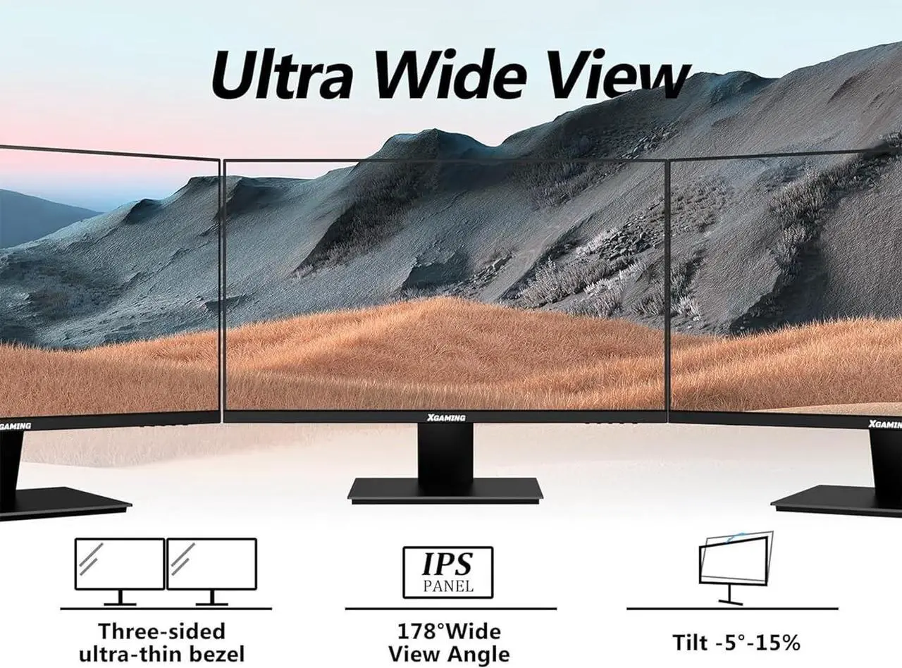 Alt view image 7 of 7 - 27 Inch Computer Monitor 100Hz FHD,1920 x 1080P Gaming Monitor with HDMI VGA Display Ports,3ms Response,Dual Speakers,FreeSync,100×100mm VESA Mount,IPS Screen for Gaming Home Office