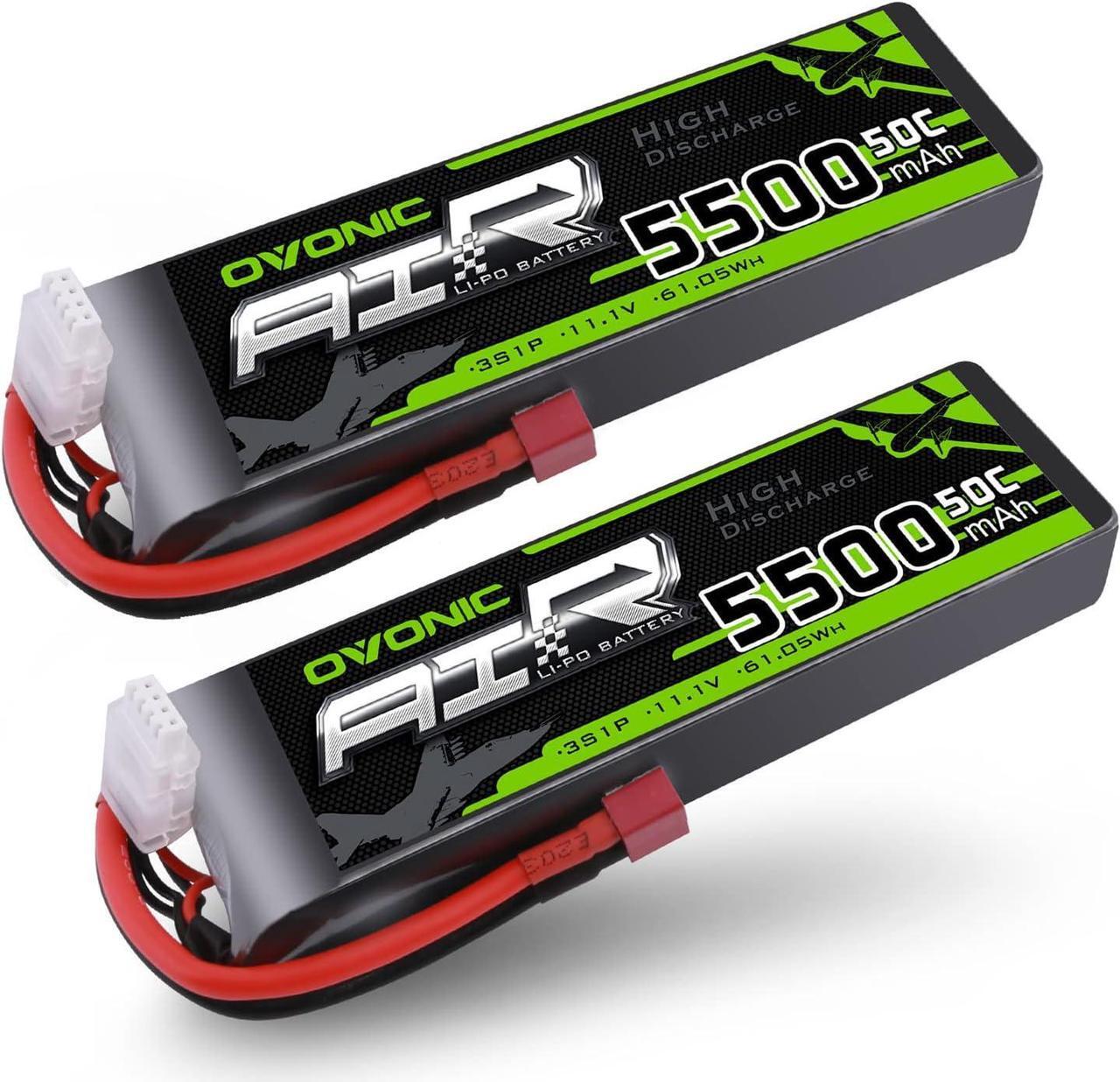 Main image of 3s Lipo Battery 50C 5500mAh 11.1V Lipo Battery with Dean-Style T Connector for RC Airplane Quadcopter Helicopter FPV Drone(2 Packs)
