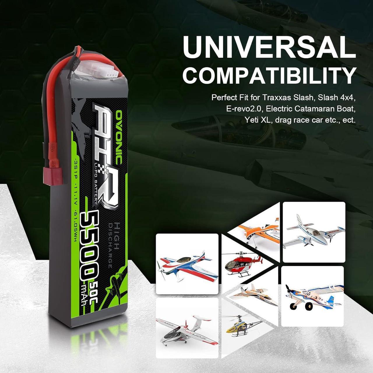 Alt view image 5 of 6 - 3s Lipo Battery 50C 5500mAh 11.1V Lipo Battery with Dean-Style T Connector for RC Airplane Quadcopter Helicopter FPV Drone(2 Packs)