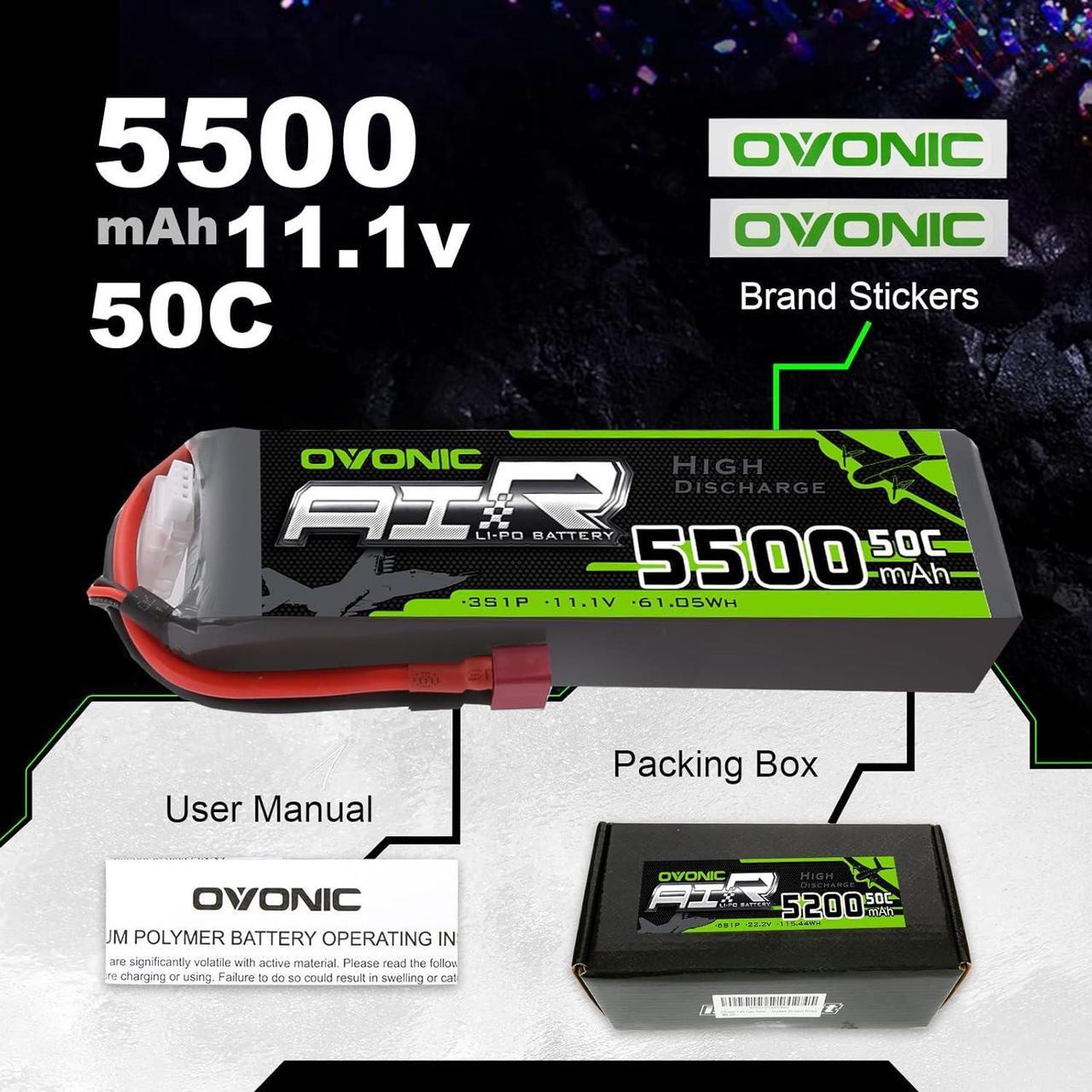 Alt view image 6 of 6 - 3s Lipo Battery 50C 5500mAh 11.1V Lipo Battery with Dean-Style T Connector for RC Airplane Quadcopter Helicopter FPV Drone(2 Packs)