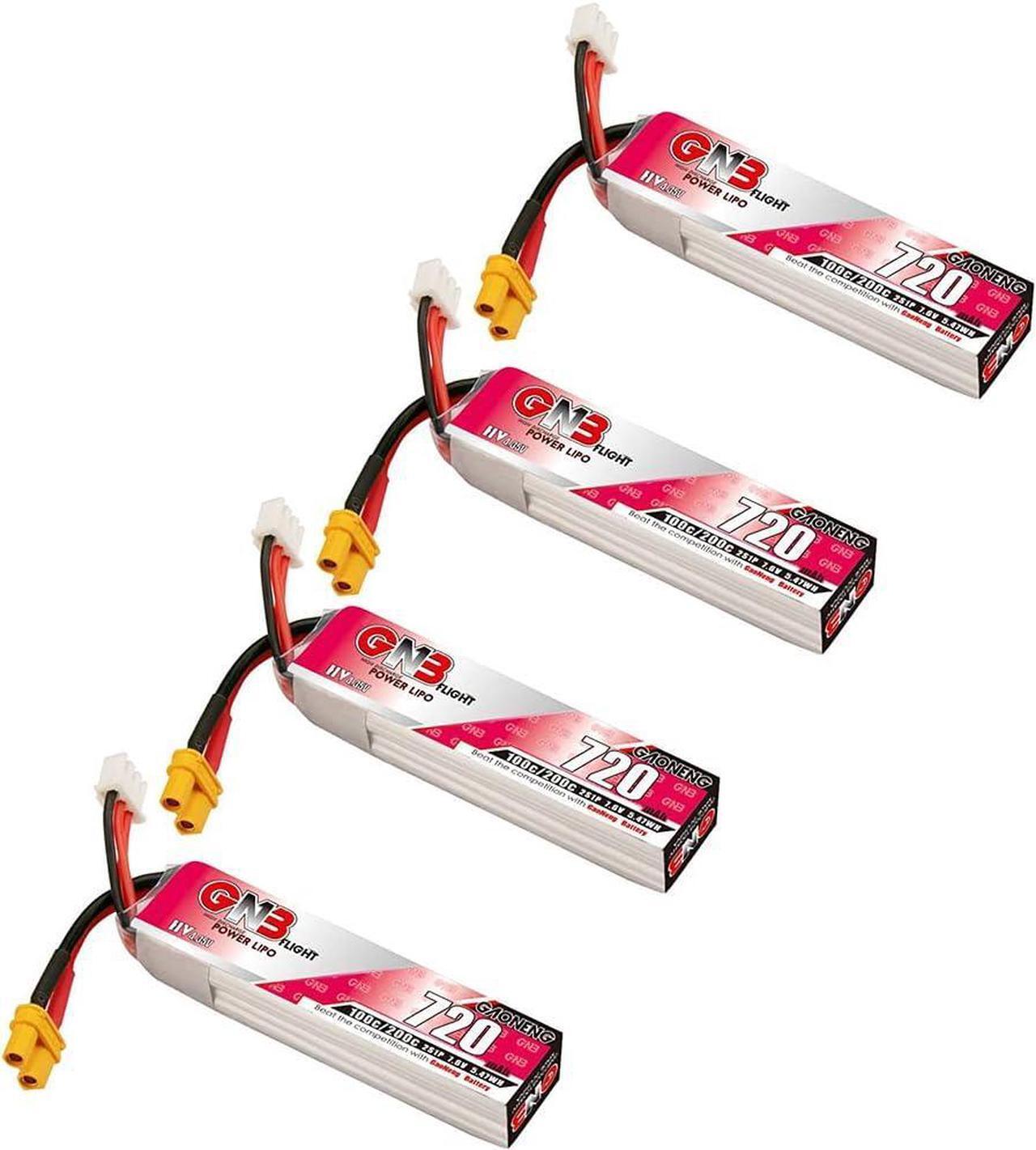 Main image of 4PCS GNB 2S LiPo 850mAh 7.6V HV 60C 120C LiPo Battery Long Range with XT30 Plug for UMX Pitts S-1S Mini Micro FPV Freestyle Drone FPV Long Type