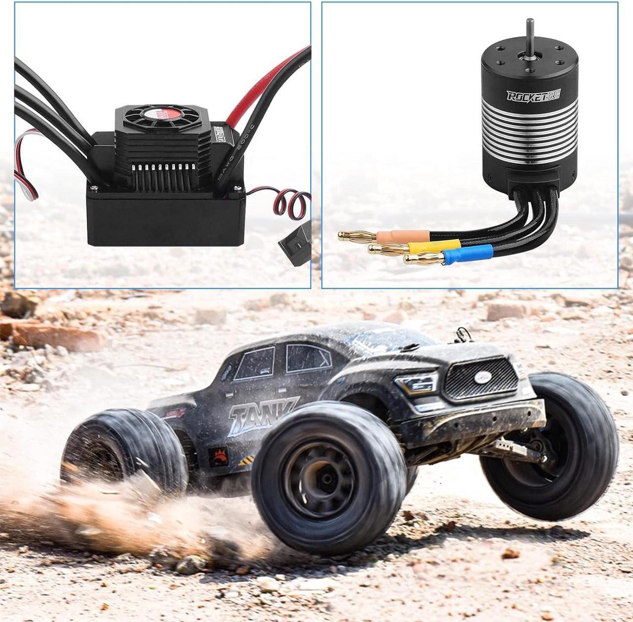 Alt view image 5 of 7 - 5900KV Sensorless Brushless RC Motor 120A Brushless ESC & Program Card Set Waterproof Motor ESC Combo 3.175mm Shaft Motor for 1:10 Scale RC Car Truck Update Parts