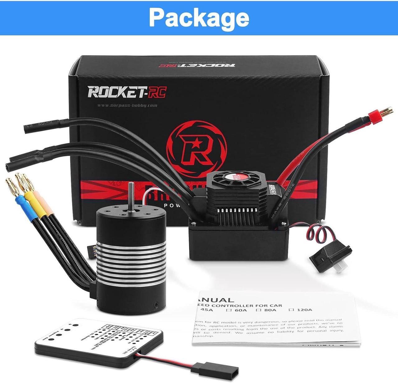 Alt view image 7 of 7 - 5900KV Sensorless Brushless RC Motor 120A Brushless ESC & Program Card Set Waterproof Motor ESC Combo 3.175mm Shaft Motor for 1:10 Scale RC Car Truck Update Parts