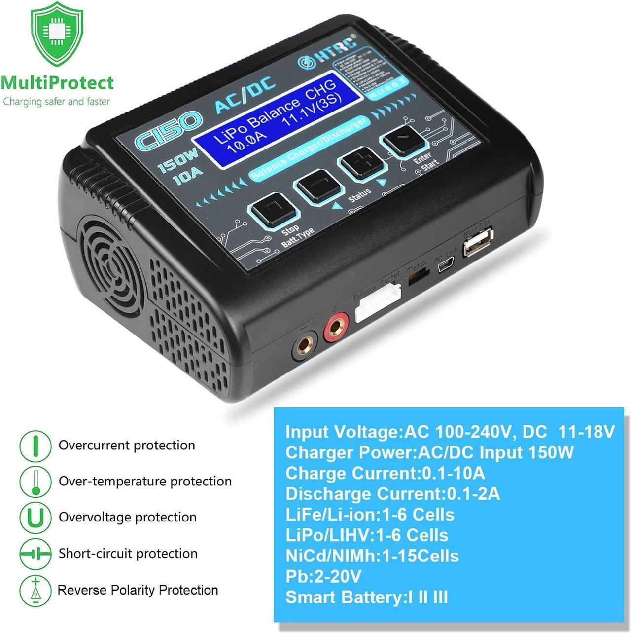Alt view image 3 of 7 - Battery Charger, 1S-6S RC Car Charger 150W Lipo Charger 10A Balance Charger Fast Charge Discharge Smart Charger for LiPo/Li-ion/LiFe Battery(1-6s) NiMH/NiCd (1-15s) RC Hobby Battery Charger