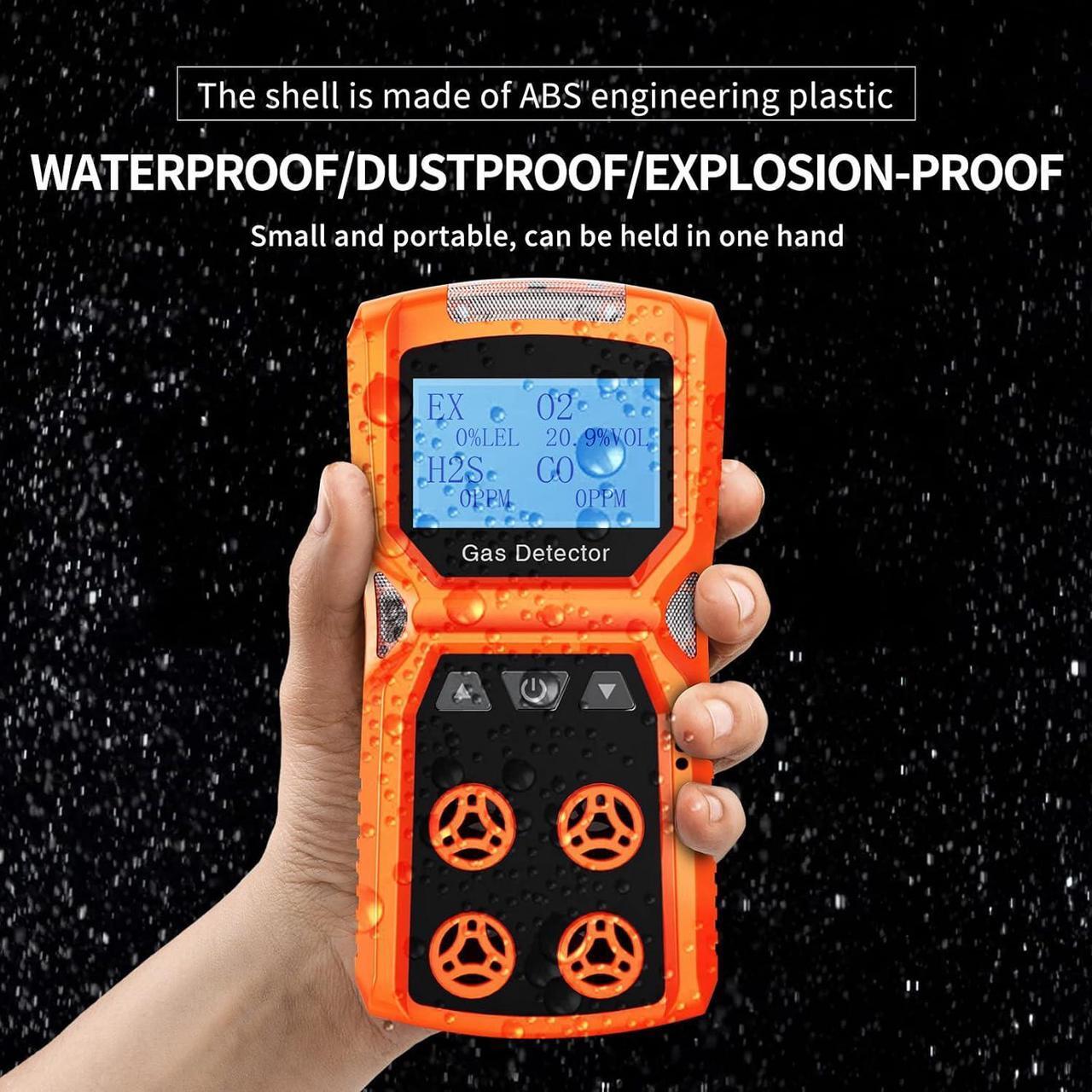 Alt view image 2 of 7 - Gas Detector, CHNADKS 4 Gas Monitor H2S,O2,CO and LEL Multiple Indicator with Vibration, Audible, Visual 4 Gas Monitor Personal Rechargeable Gas Sniffer Alarm with LCD