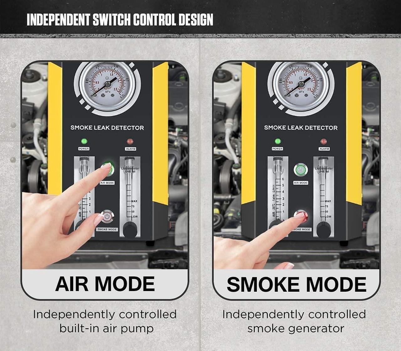 Alt view image 3 of 7 - Car Smoke Machine, EVAP Smoke Leak Detector, Fuel Leakage Diagnostic Tester, Smoke/AIR Mode Car Conduit Pipe System Leakage Tester,EVAP Smoke Leak Tester for 12V Vehicle Boat with FlowMeter