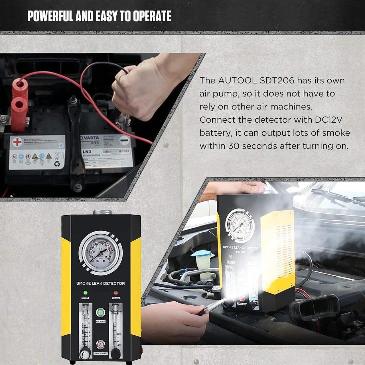 Alt view image 6 of 7 - Car Smoke Machine, EVAP Smoke Leak Detector, Fuel Leakage Diagnostic Tester, Smoke/AIR Mode Car Conduit Pipe System Leakage Tester,EVAP Smoke Leak Tester for 12V Vehicle Boat with FlowMeter