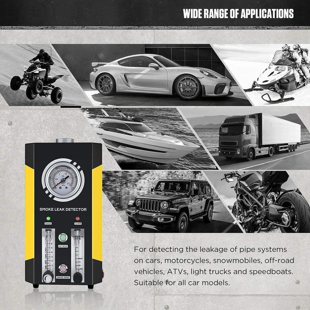 Alt view image 7 of 7 - Car Smoke Machine, EVAP Smoke Leak Detector, Fuel Leakage Diagnostic Tester, Smoke/AIR Mode Car Conduit Pipe System Leakage Tester,EVAP Smoke Leak Tester for 12V Vehicle Boat with FlowMeter