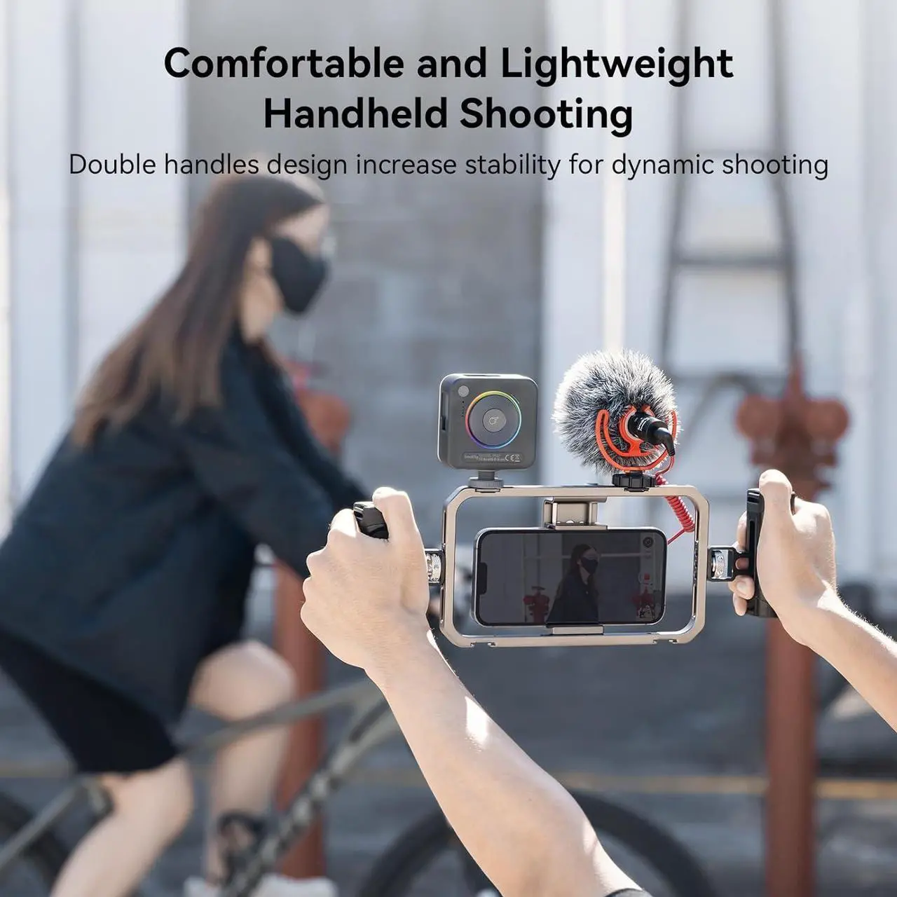 Alt view image 5 of 7 - Universal Phone Cage, Smartphone Video Rig Kit with Handles, Handheld Filmmaking Vlogging Case Stabilizer for Videomaker, for iPhone for Samsung for Pixel and Other Android Phones - 4121