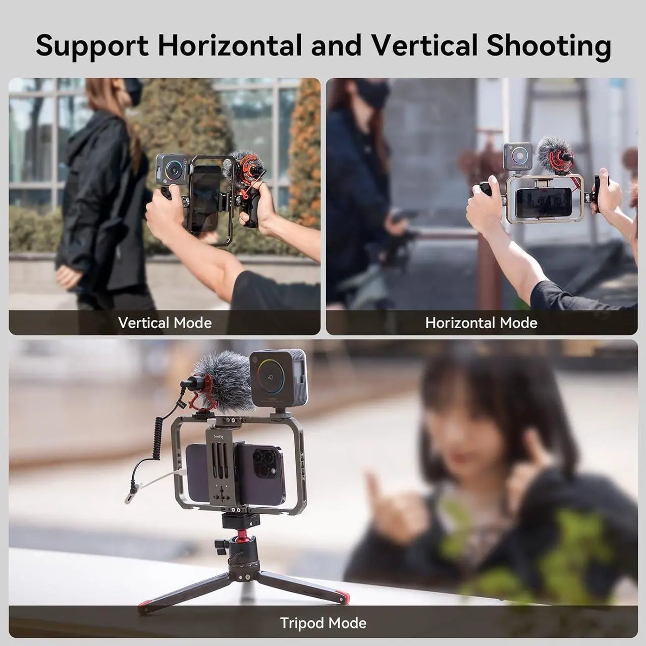 Alt view image 6 of 7 - Universal Phone Cage, Smartphone Video Rig Kit with Handles, Handheld Filmmaking Vlogging Case Stabilizer for Videomaker, for iPhone for Samsung for Pixel and Other Android Phones - 4121