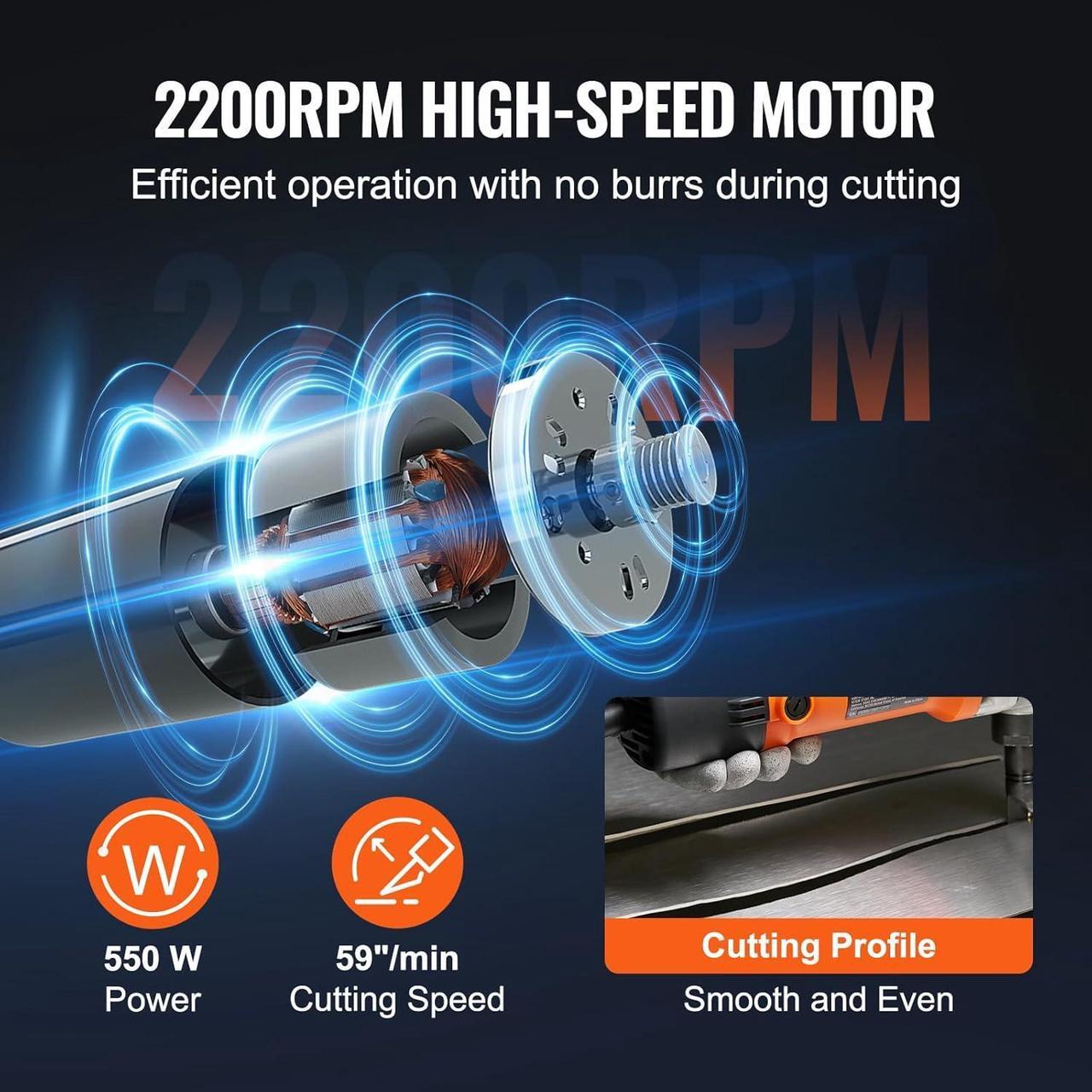 Alt view image 3 of 7 - Sheet Metal Nibbler, 550W Powerful 2200 RPM High Speed, 360 Degree Rotation Electric Nibbler Metal Cutter, Straight Curve and Circle Cutting for Stainless Steel, Aluminum, Plastic, Wood Board