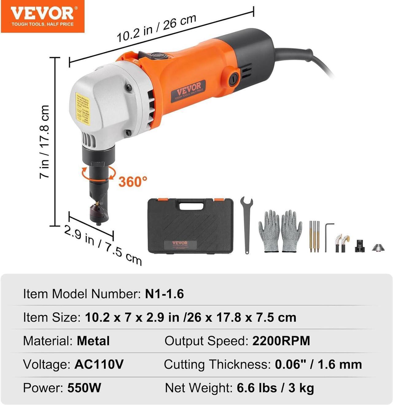 Alt view image 7 of 7 - Sheet Metal Nibbler, 550W Powerful 2200 RPM High Speed, 360 Degree Rotation Electric Nibbler Metal Cutter, Straight Curve and Circle Cutting for Stainless Steel, Aluminum, Plastic, Wood Board