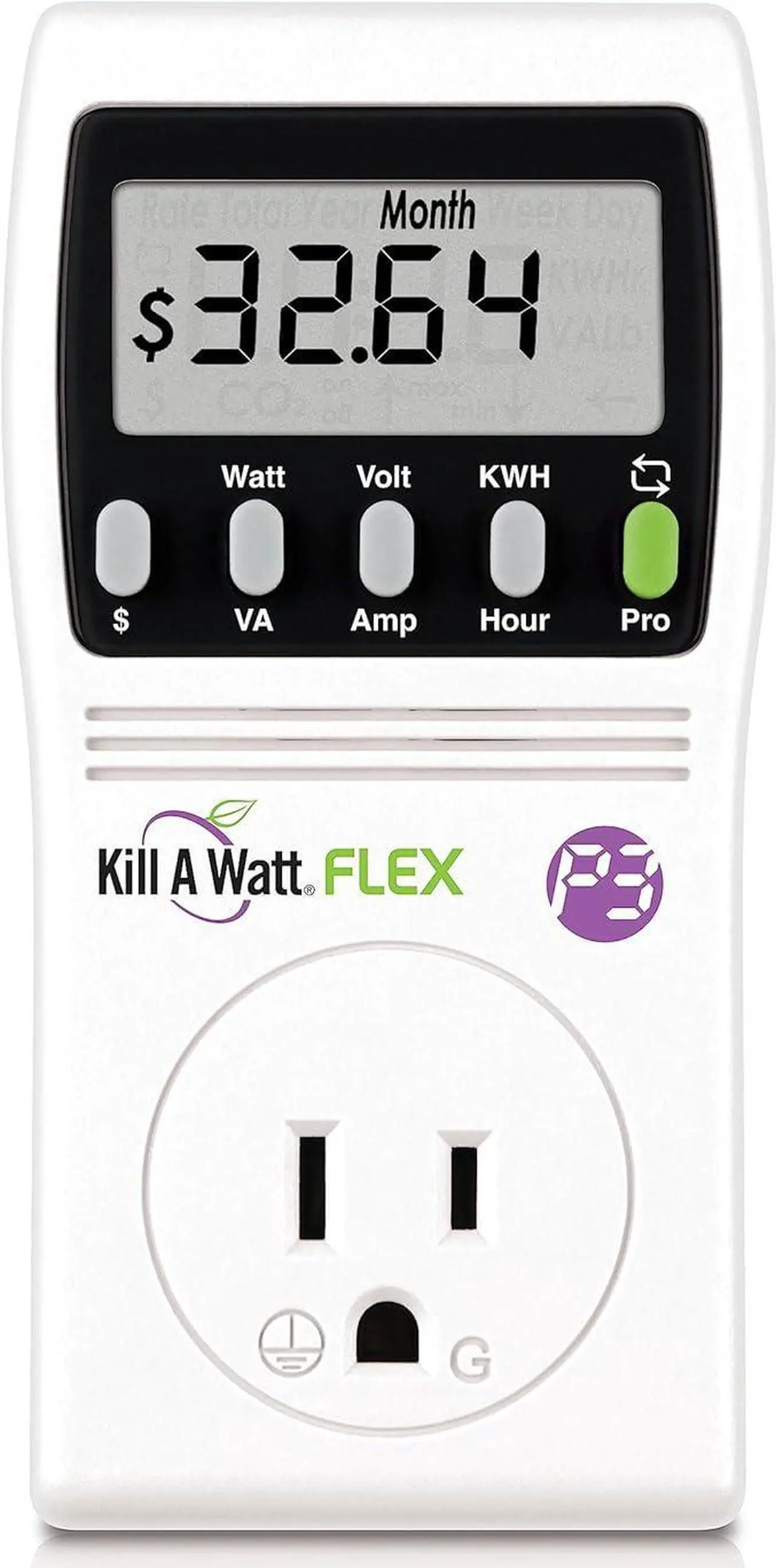Main image of P3 International P4456 Kill A Watt Flex Plug-in Electricity Usage + Power Consumption Monitor, Watt Voltage Tester, Electrical Energy Saving Monitor with Auto Cost Calculator