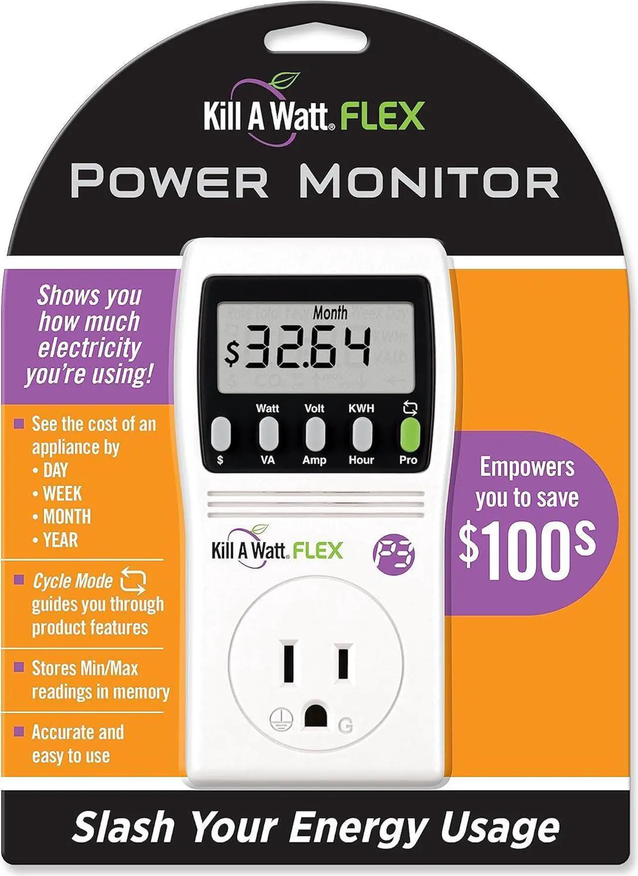 Alt view image 2 of 4 - P3 International P4456 Kill A Watt Flex Plug-in Electricity Usage + Power Consumption Monitor, Watt Voltage Tester, Electrical Energy Saving Monitor with Auto Cost Calculator