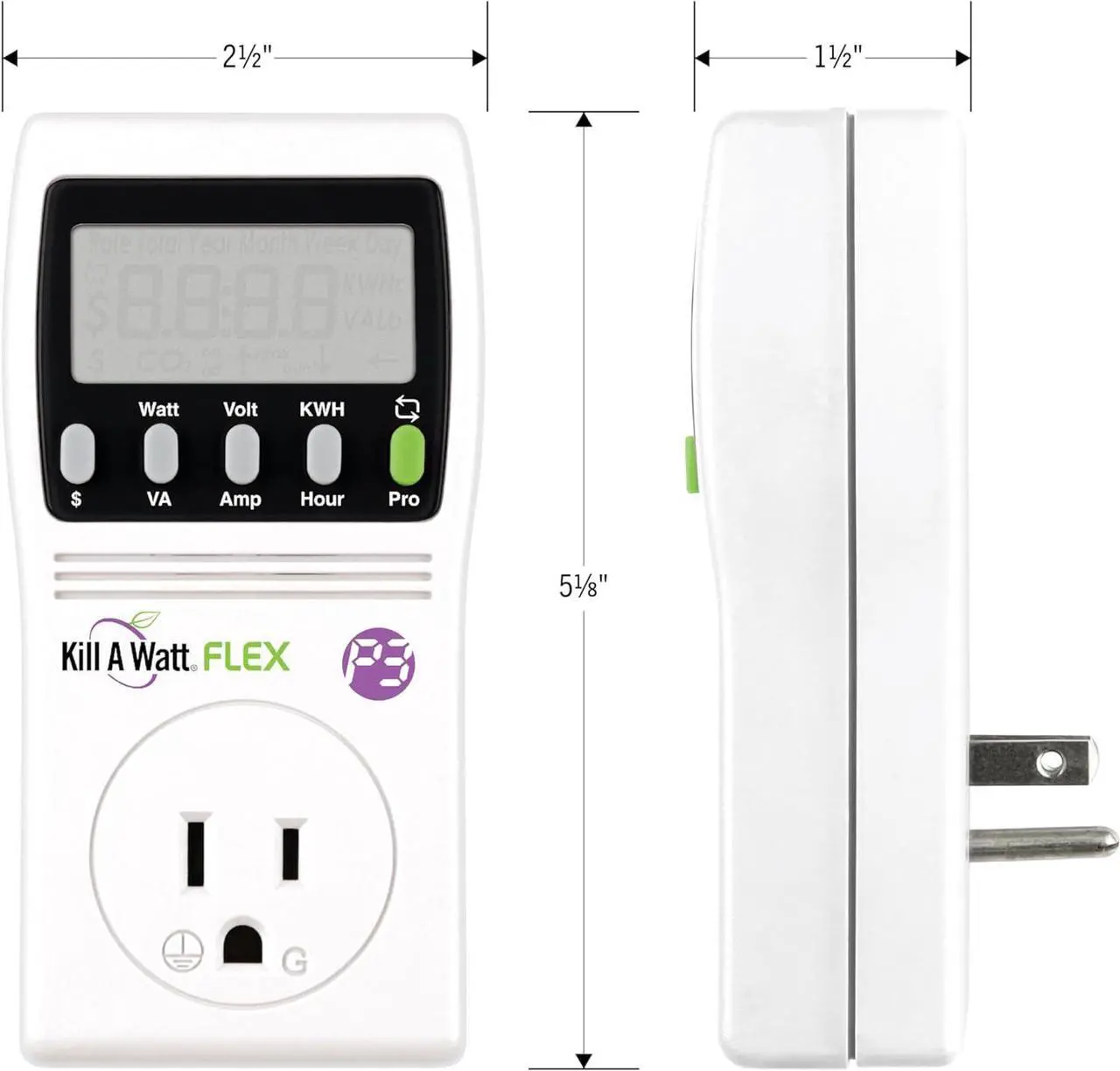 Alt view image 4 of 4 - P3 International P4456 Kill A Watt Flex Plug-in Electricity Usage + Power Consumption Monitor, Watt Voltage Tester, Electrical Energy Saving Monitor with Auto Cost Calculator
