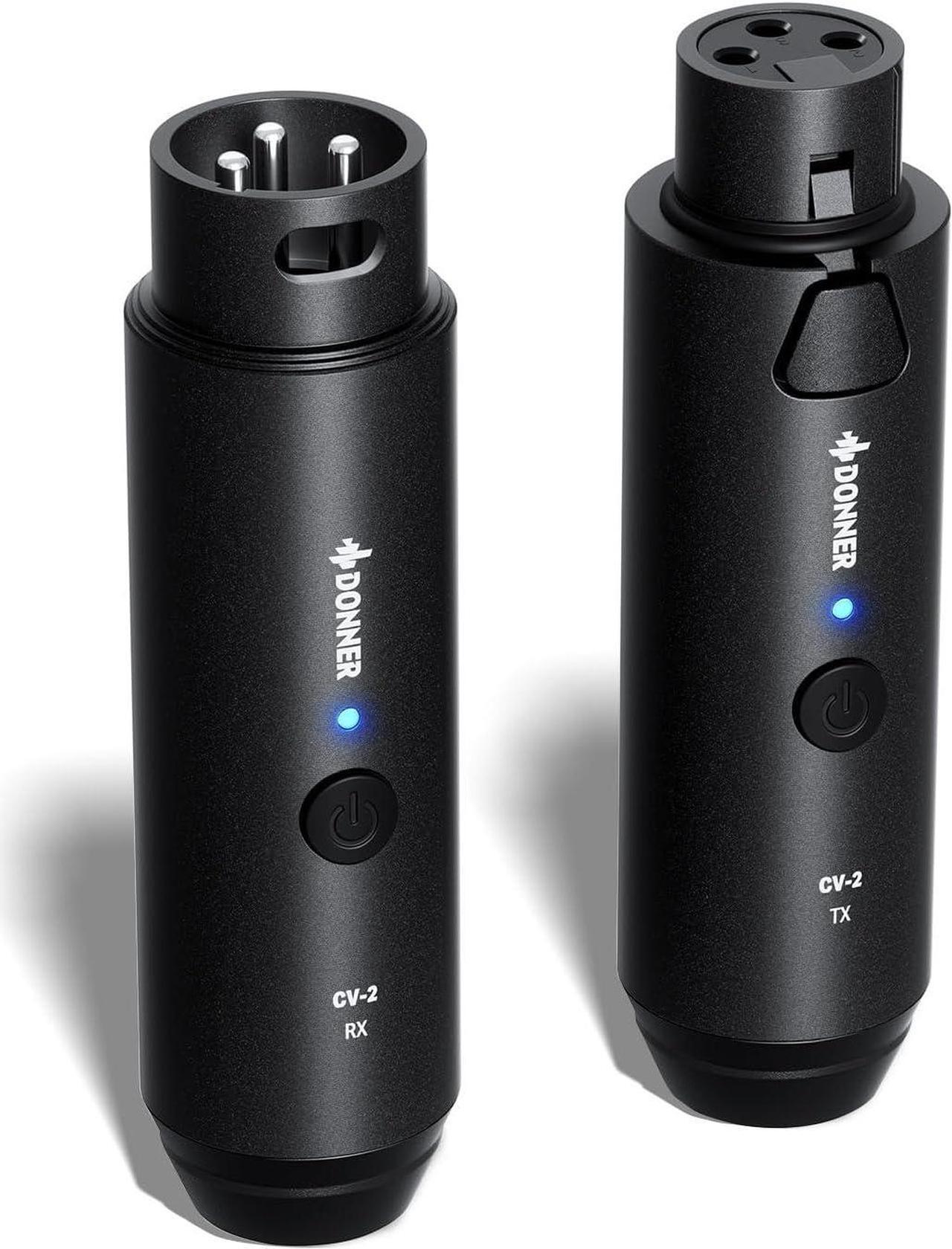 Main image of Wireless XLR Microphone Transmitter Receiver, 2.4GHz Plug-on Wireless Microphone Adapter with 24-bit/192kHz High-Resolution for Dynamic Microphone, Audio Mixer, PA System, Camera (CV-2)