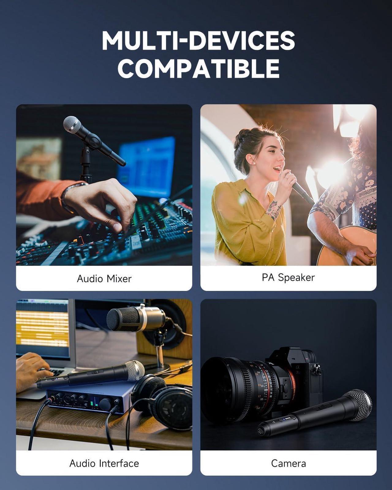 Alt view image 6 of 6 - Wireless XLR Microphone Transmitter Receiver, 2.4GHz Plug-on Wireless Microphone Adapter with 24-bit/192kHz High-Resolution for Dynamic Microphone, Audio Mixer, PA System, Camera (CV-2)