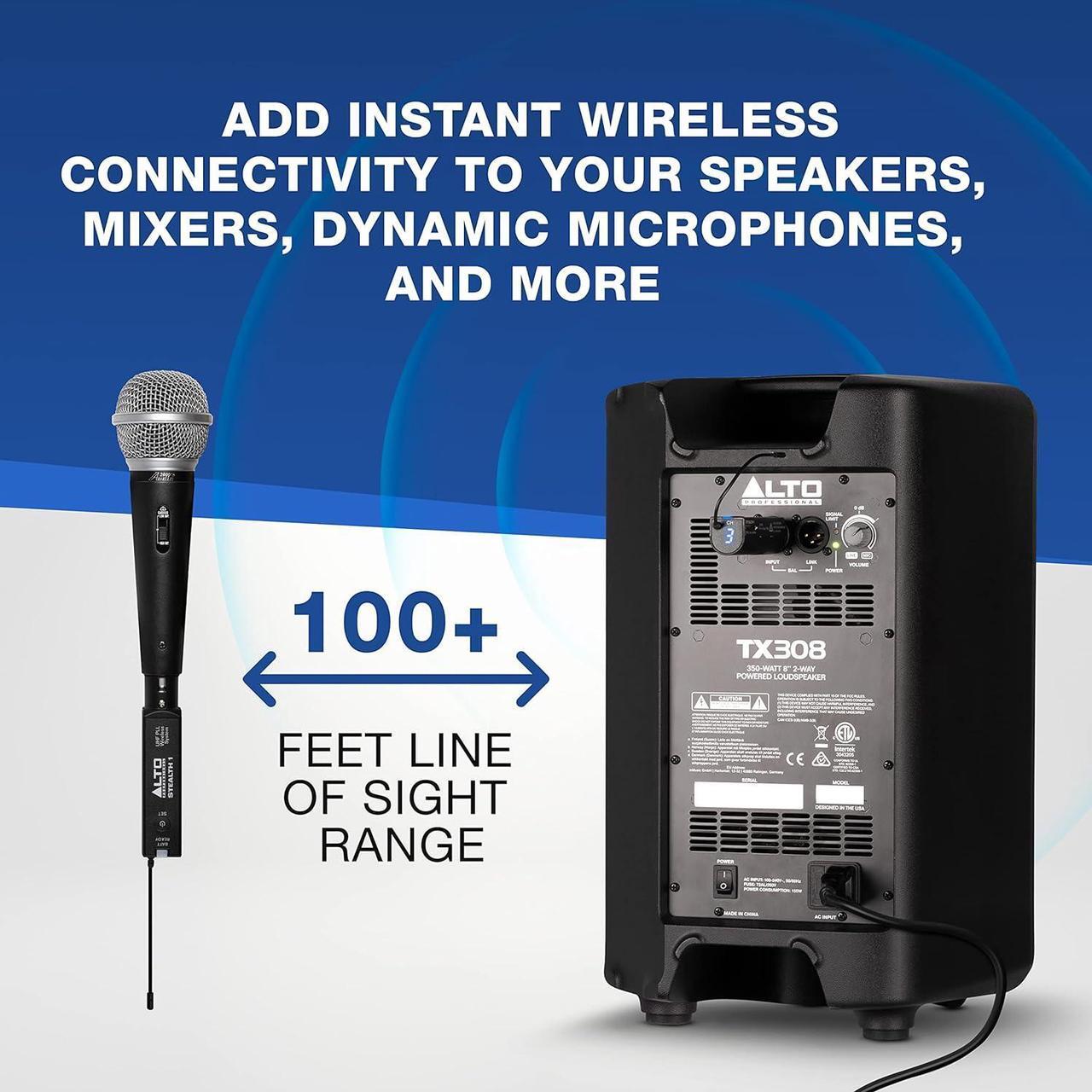 Alt view image 2 of 7 - Mono UHF XLR Wireless Audio System, Transmitter and Receiver for Powered Speakers, Mixers and Dynamic Microphones,black