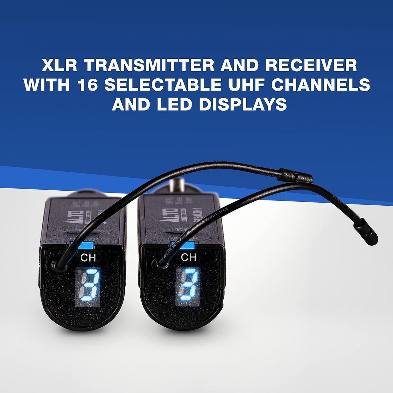 Alt view image 3 of 7 - Mono UHF XLR Wireless Audio System, Transmitter and Receiver for Powered Speakers, Mixers and Dynamic Microphones,black