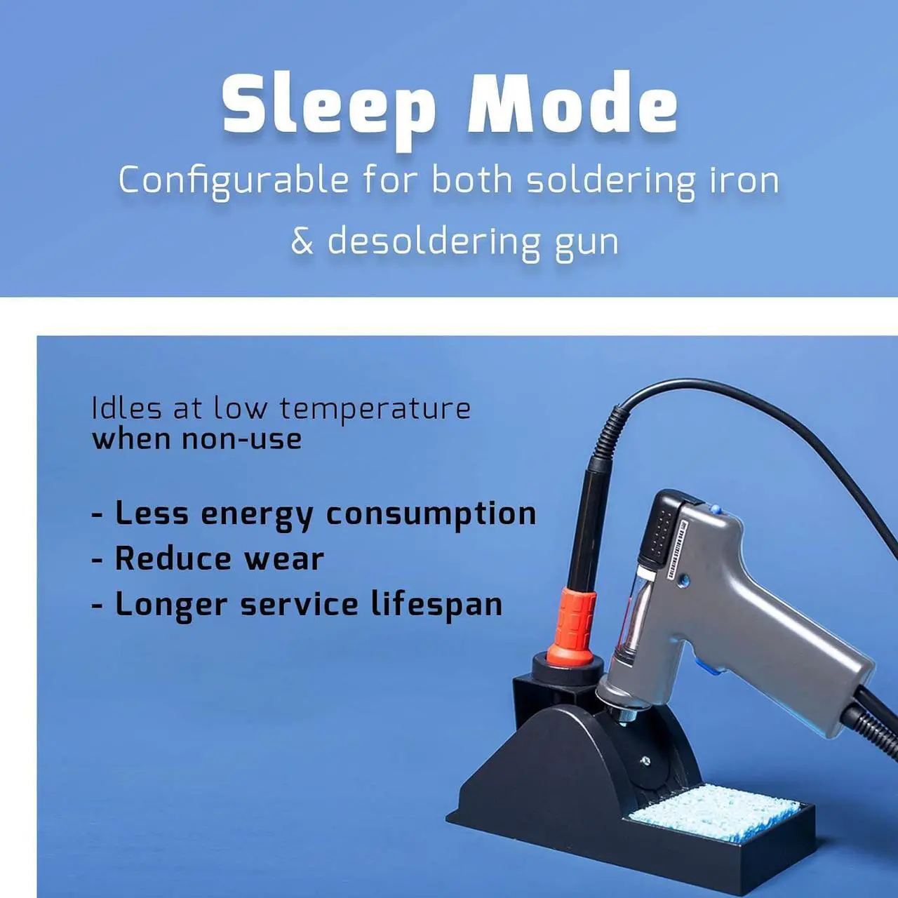 Alt view image 5 of 7 - 948-III 2-IN-1 ESD Safe Desoldering Station and Soldering Station with Desoldering Gun, Soldering Iron, Sleep Mode, Temperature Calibration with 28 Pcs Accessories.
